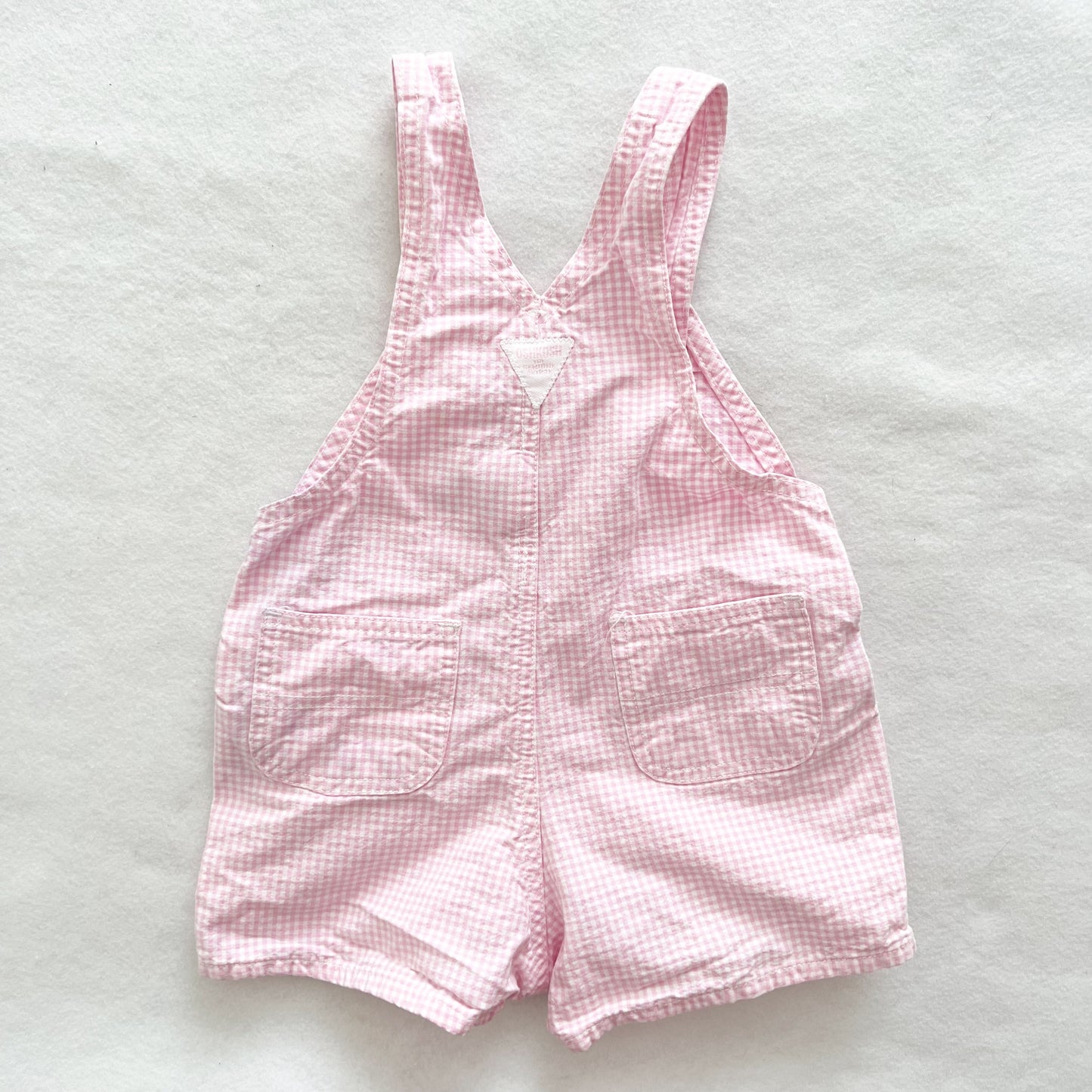 OshKosh Pink Gingham Shortalls - Yellow Clover Vintage Kids Clothes