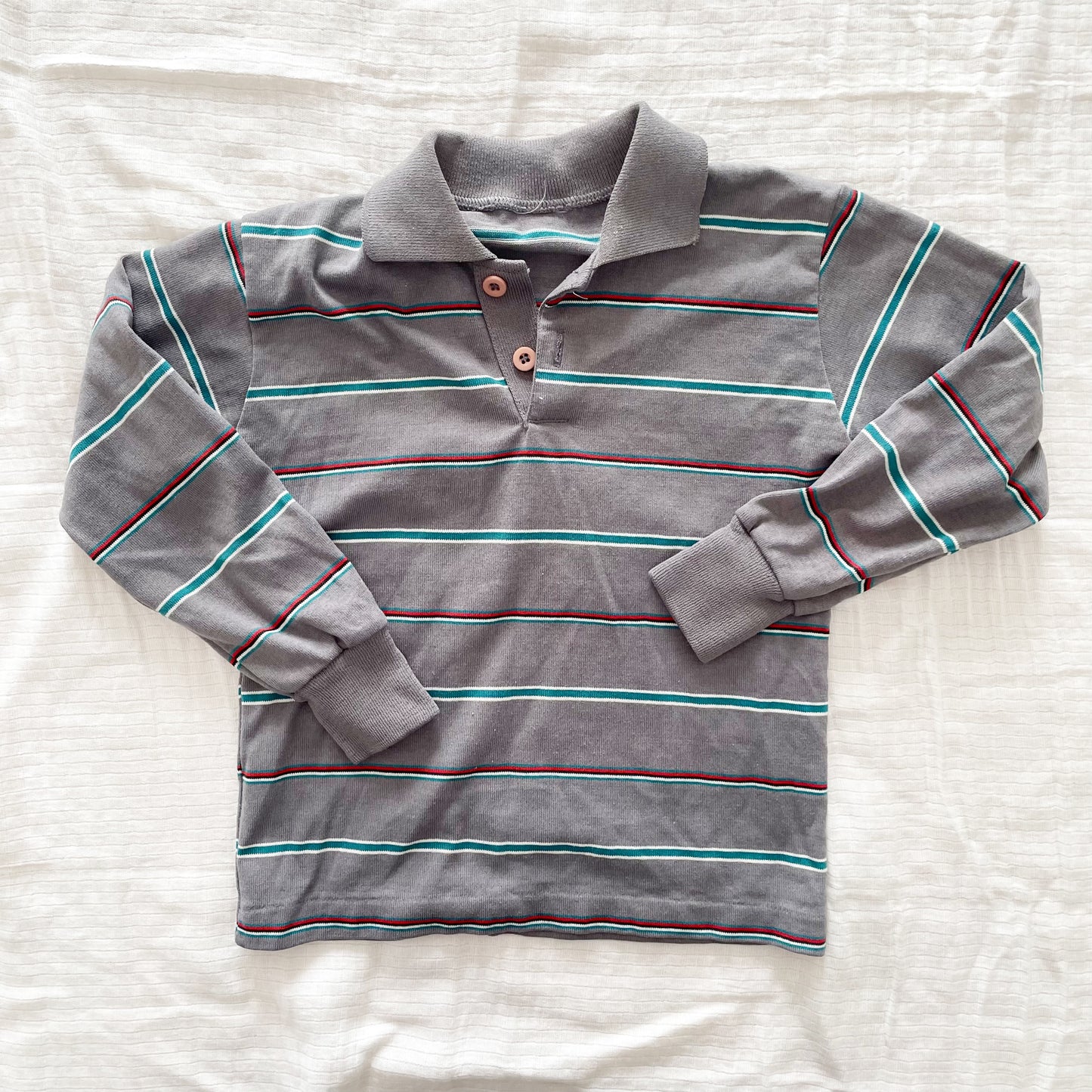 Striped Collared Polo Shirt - Yellow Clover Vintage Kids Clothes
