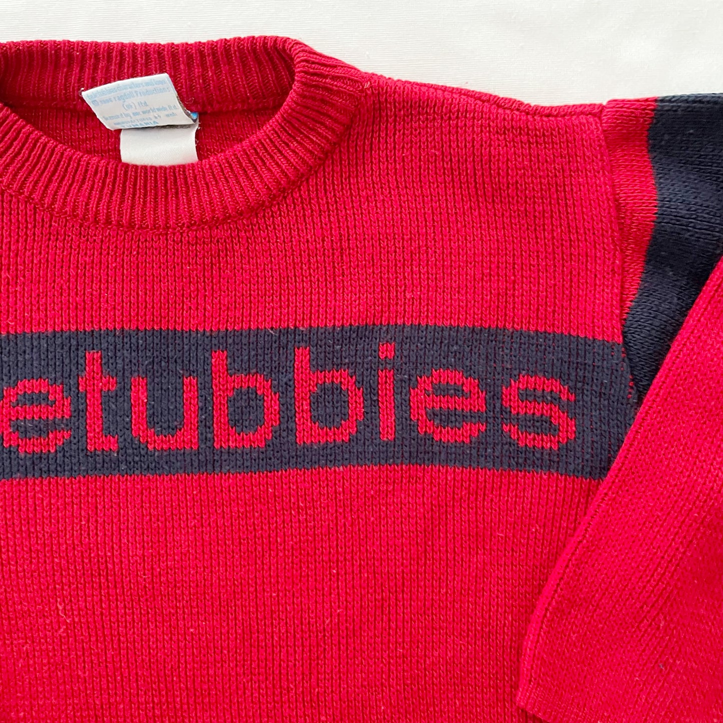Teletubbies Spell Out Sweater - Yellow Clover Vintage Kids Clothes