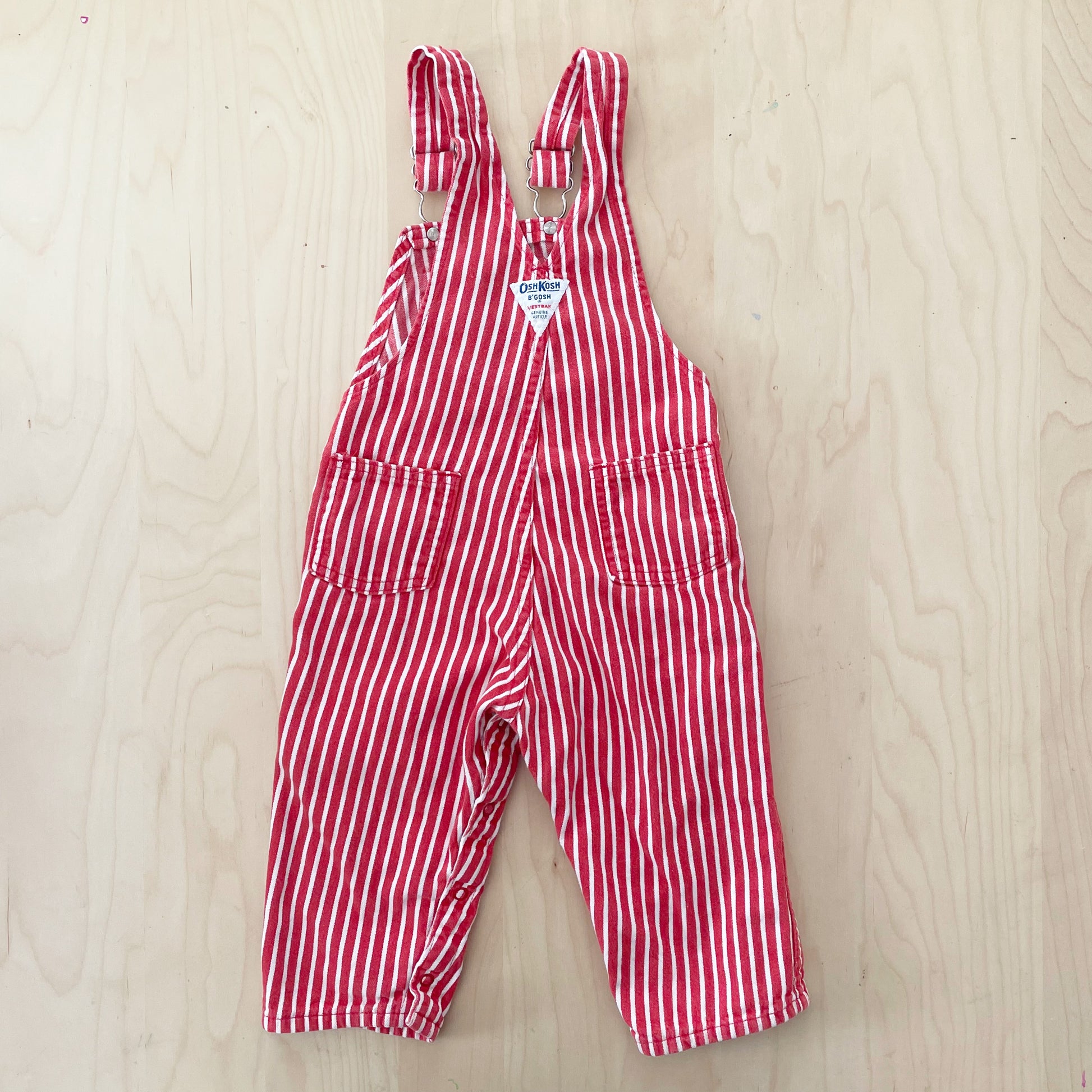OshKosh Wider Stripe Red Overalls - Yellow Clover Vintage Kids Clothes