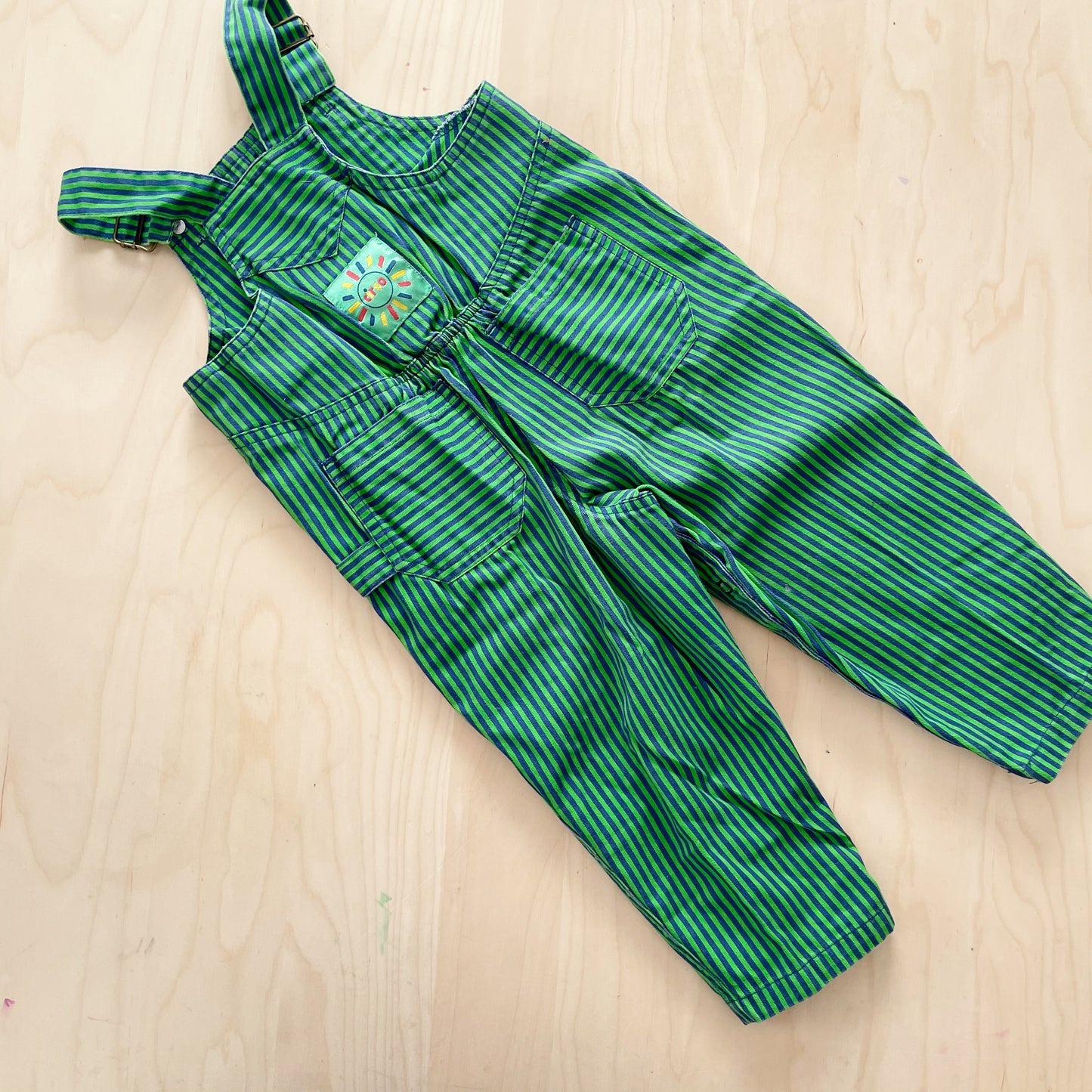 Vintage Circo Green Striped Overalls - Yellow Clover Vintage Kids Clothes