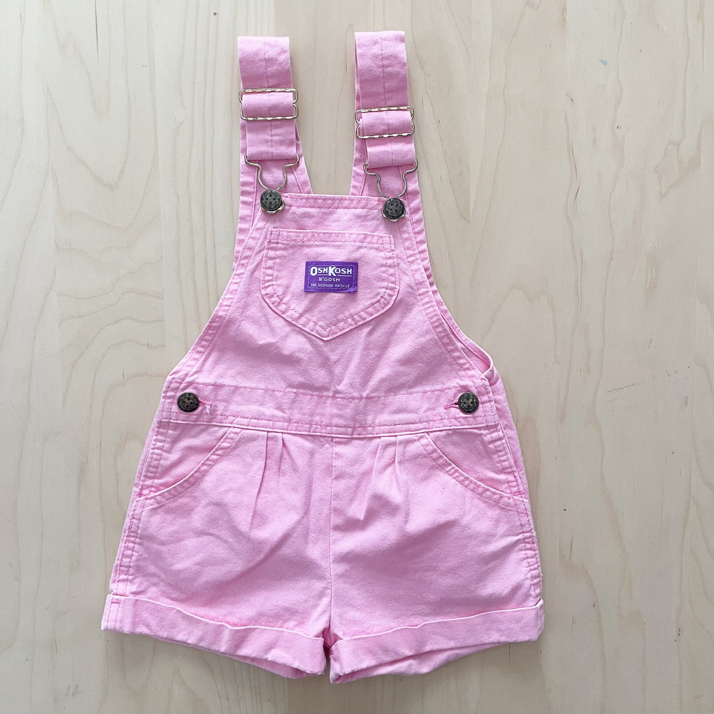 OshKosh Light Pink Purple Label Shortalls - Yellow Clover Vintage Kids Clothes