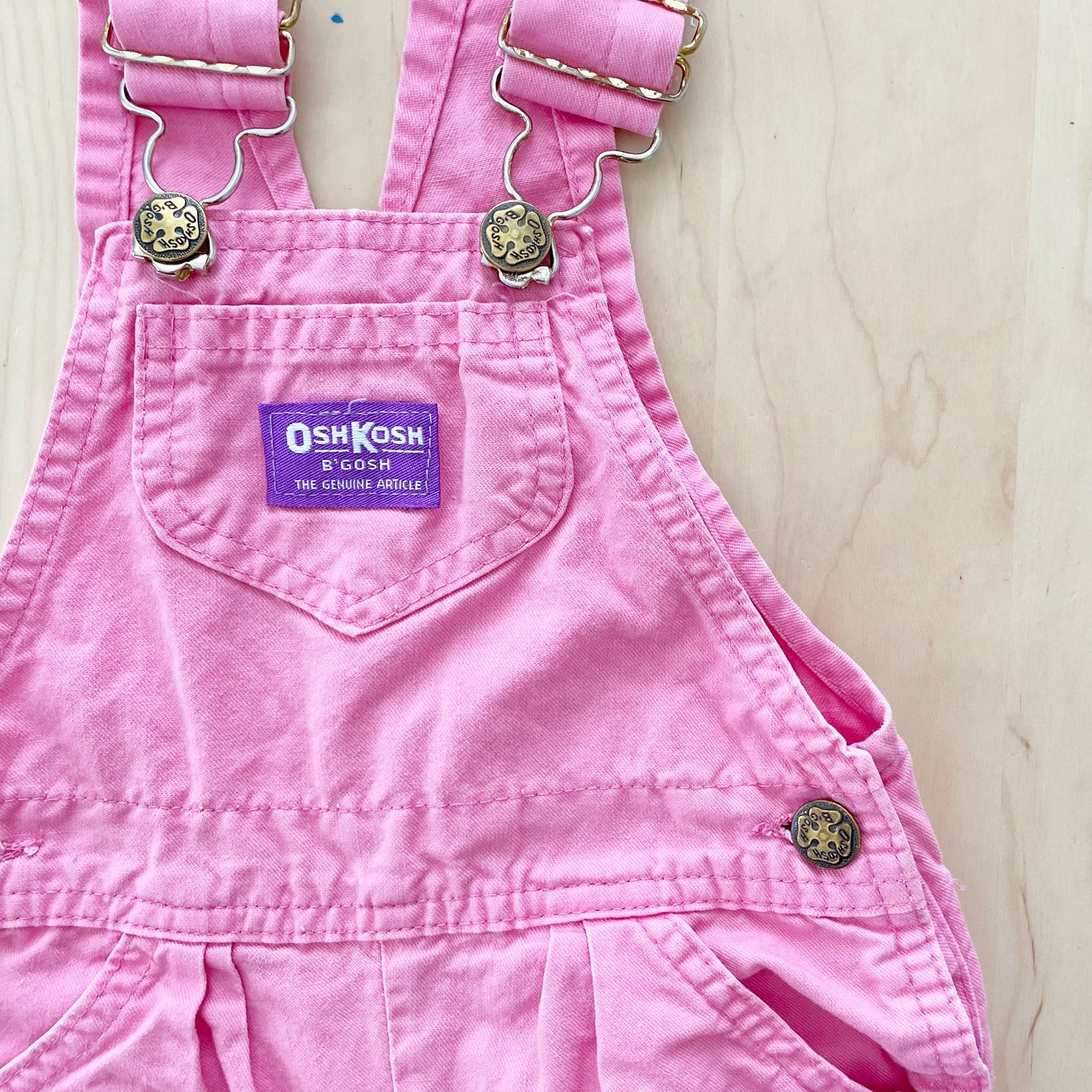 OshKosh Bubble Gum Pink Overalls - Yellow Clover Vintage Kids Clothes