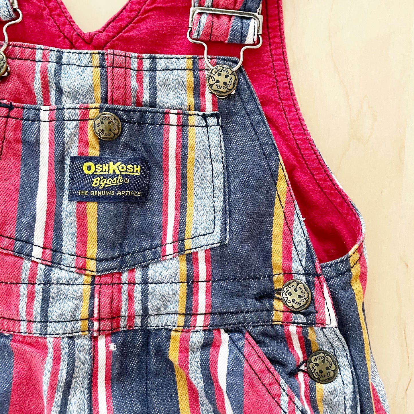 OshKosh Striped Lined Overalls - Yellow Clover Vintage Kids Clothes