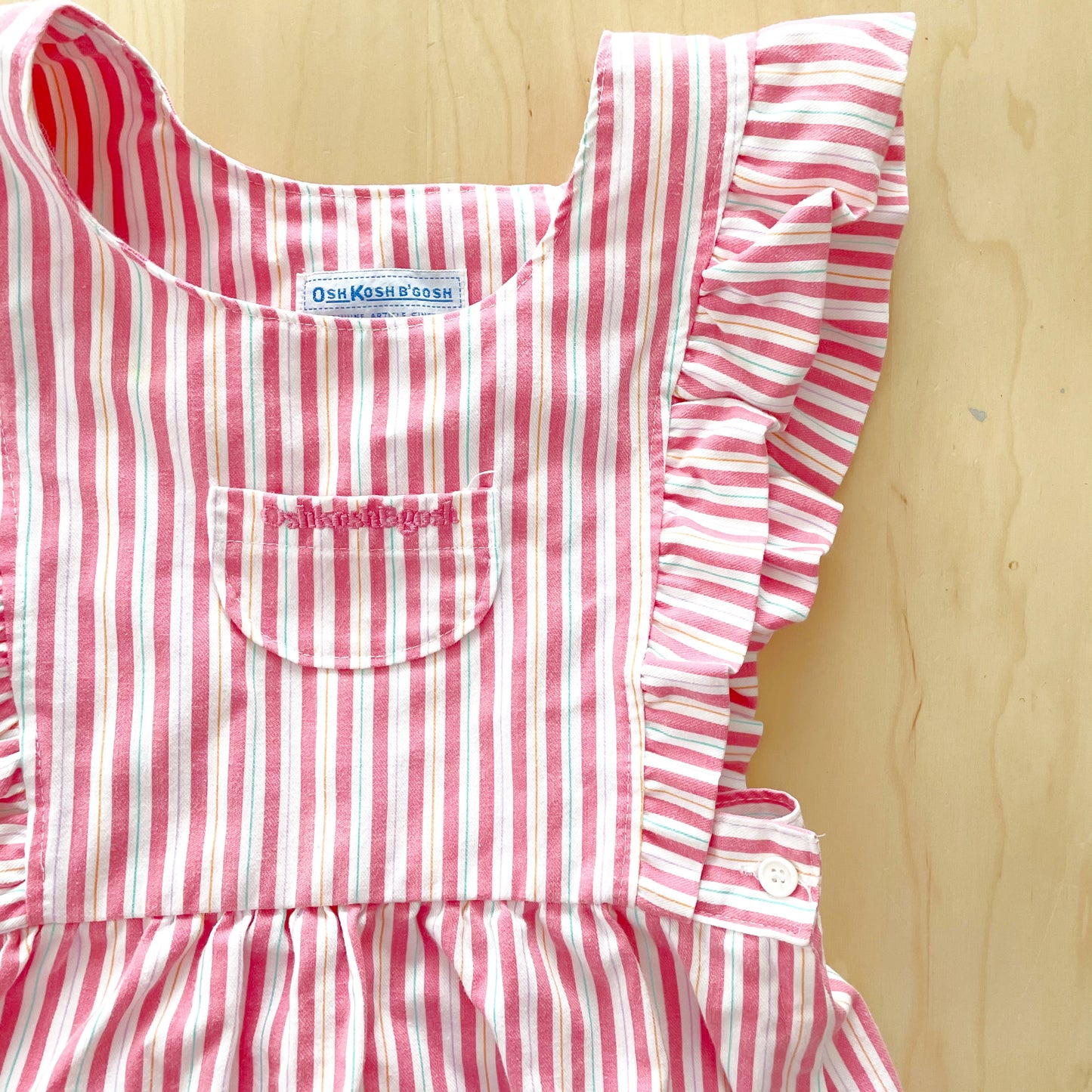 OshKosh Striped Pink Pinafore - Yellow Clover Vintage Kids Clothes