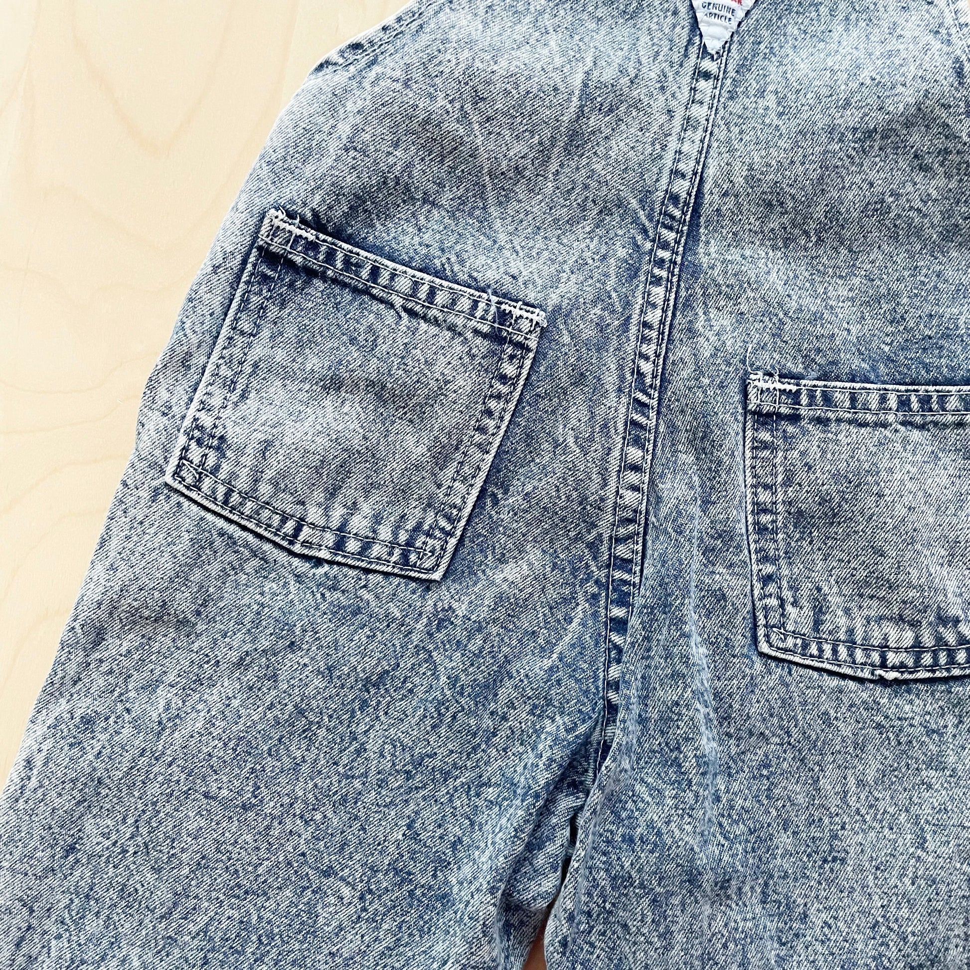 Vintage OshKosh Acid Wash Button Pocket Overalls - Yellow Clover Vintage Kids Clothes