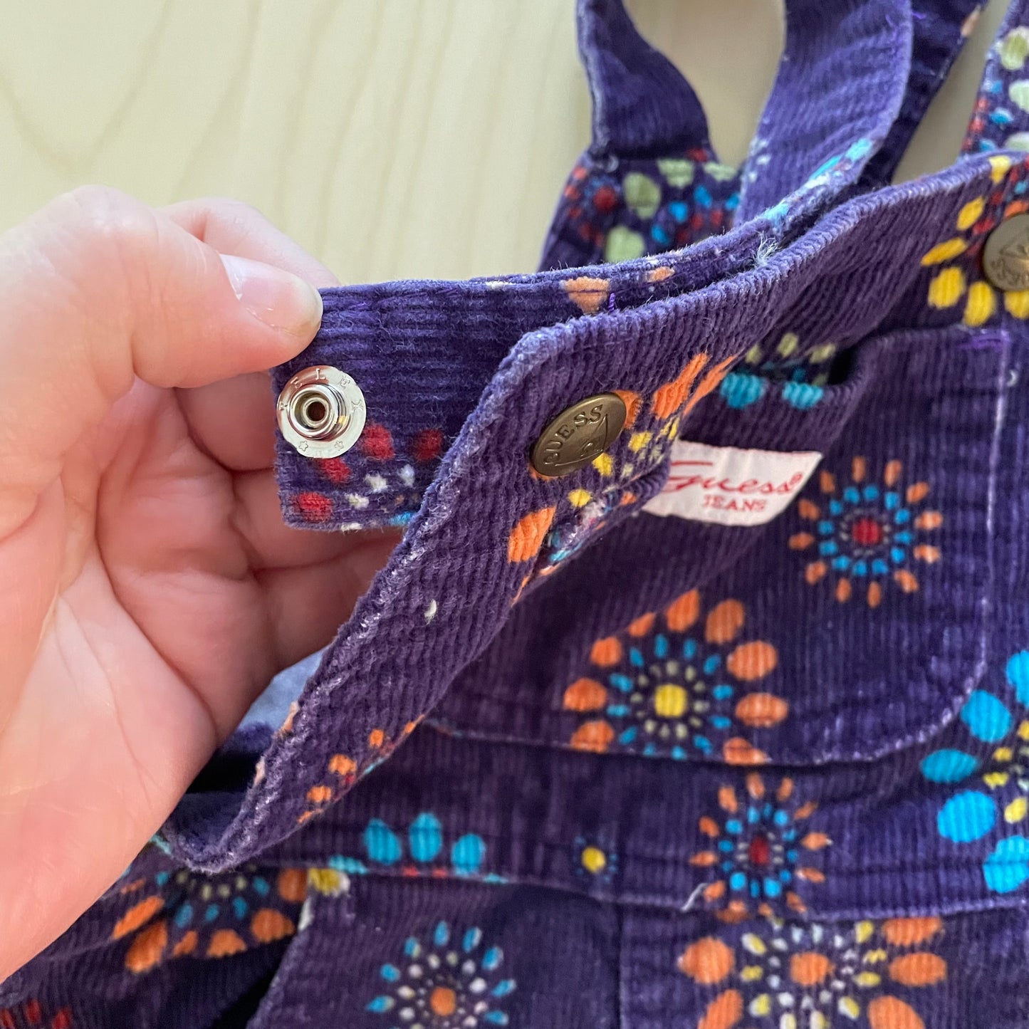 Guess Purple Cord Mandala Overalls