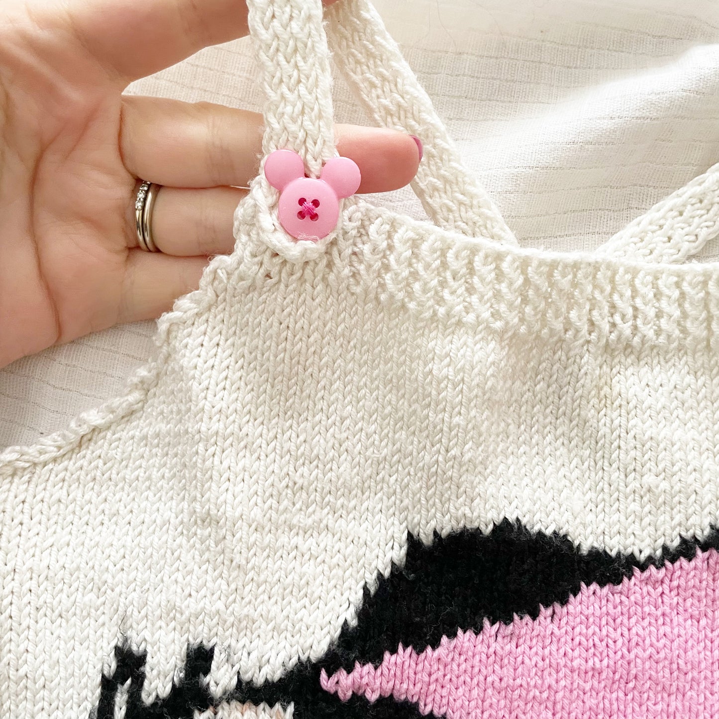 Handknit Minnie Mouse Sweater Dress - Yellow Clover Vintage Kids Clothes