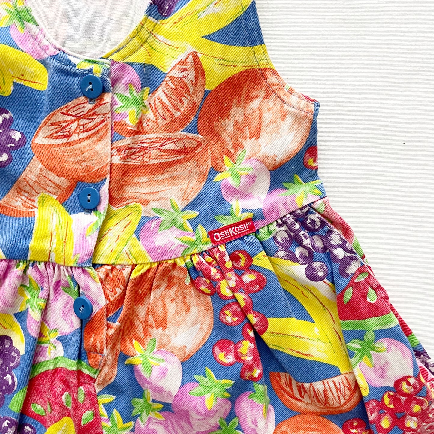 OshKosh Bright Fruit Print Romper - Yellow Clover Vintage Kids Clothes