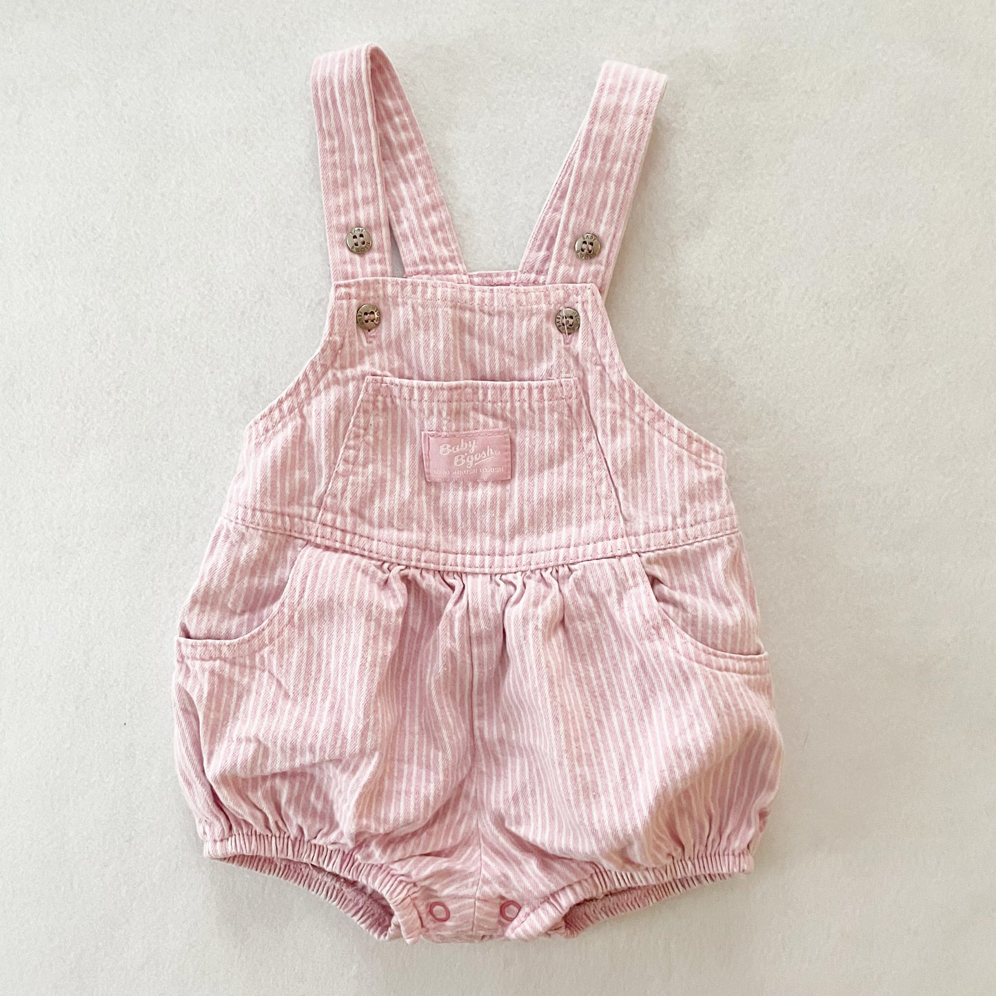 Baby B’gosh Pink Hickory Stripe Bubble - Yellow Clover Vintage Kids Clothes