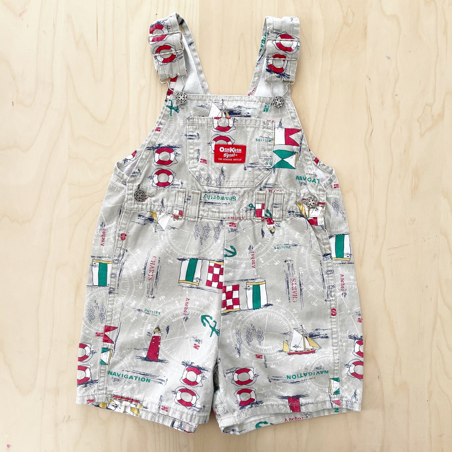 OshKosh Neutral Nautical Shortalls - Yellow Clover Vintage Kids Clothes