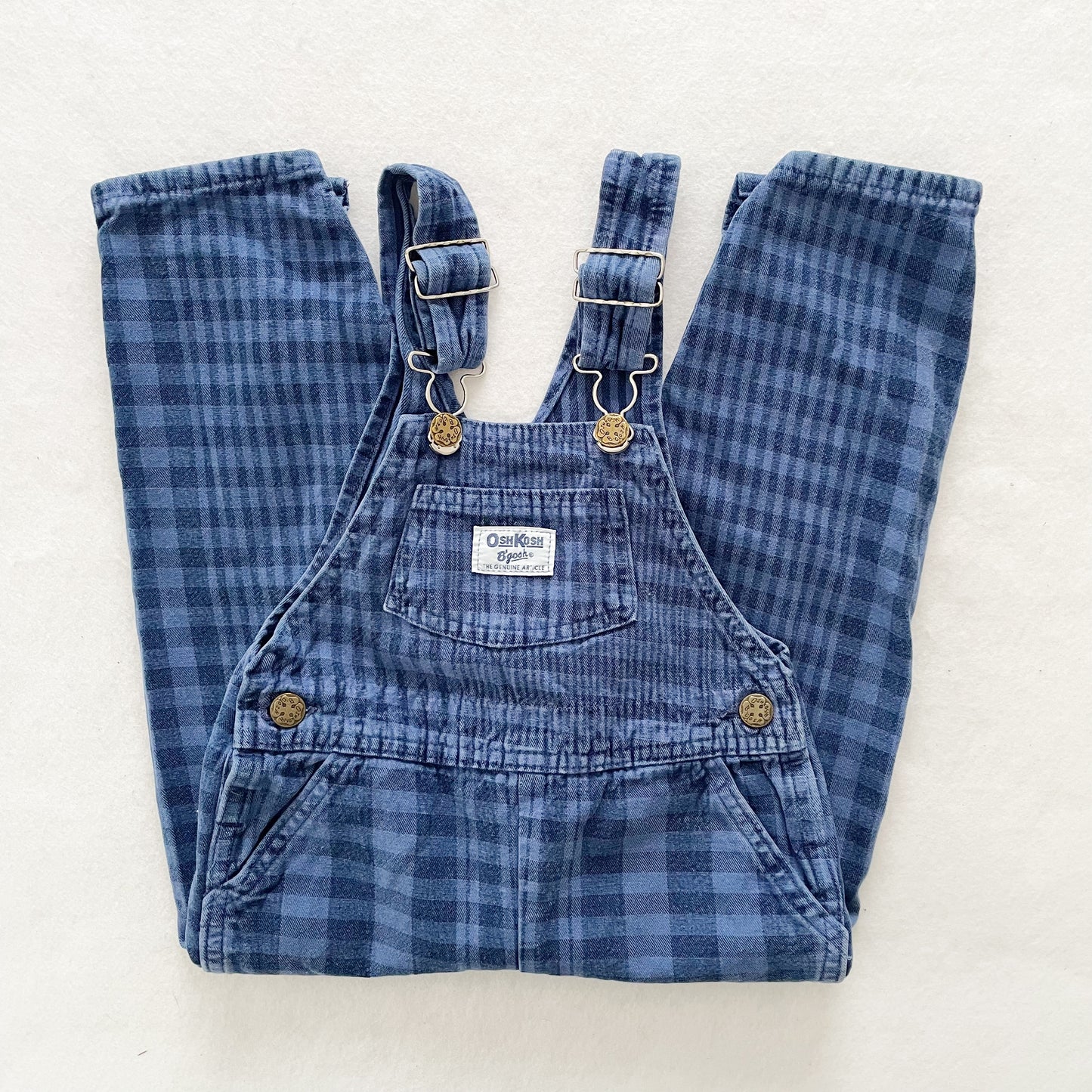 OshKosh Gingham Plaid Overalls - Yellow Clover Vintage Kids Clothes