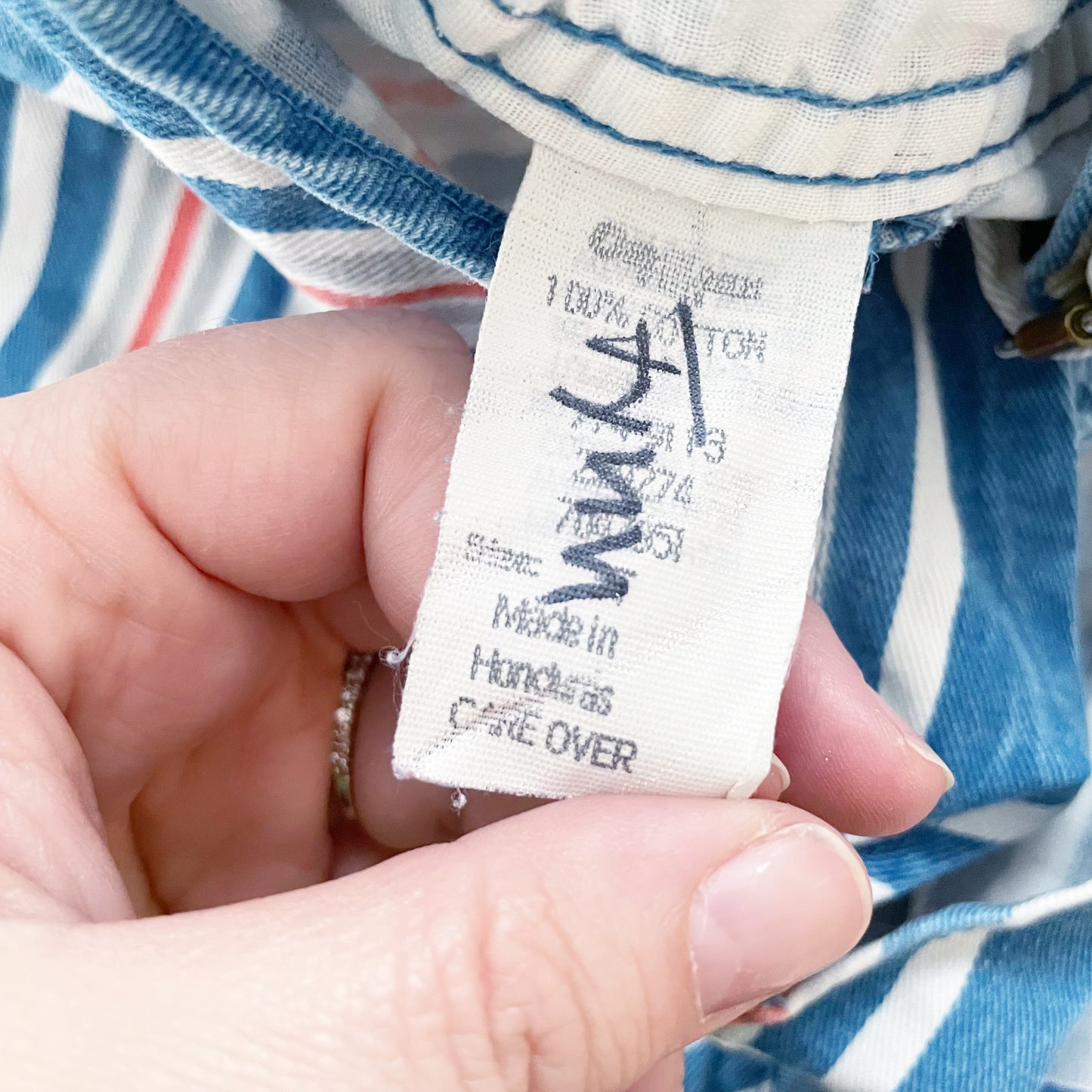 OshKosh Blue and Orange Stripe Shortalls - Yellow Clover Vintage Kids Clothes