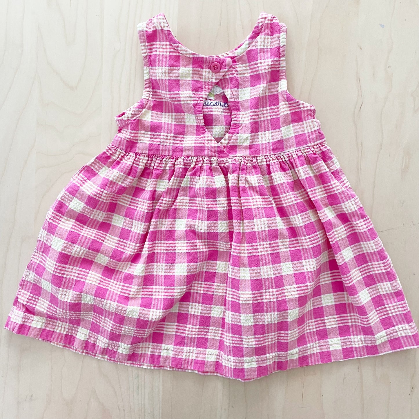 OshKosh Plaid Flower Embroidery Dress - Yellow Clover Vintage Kids Clothes