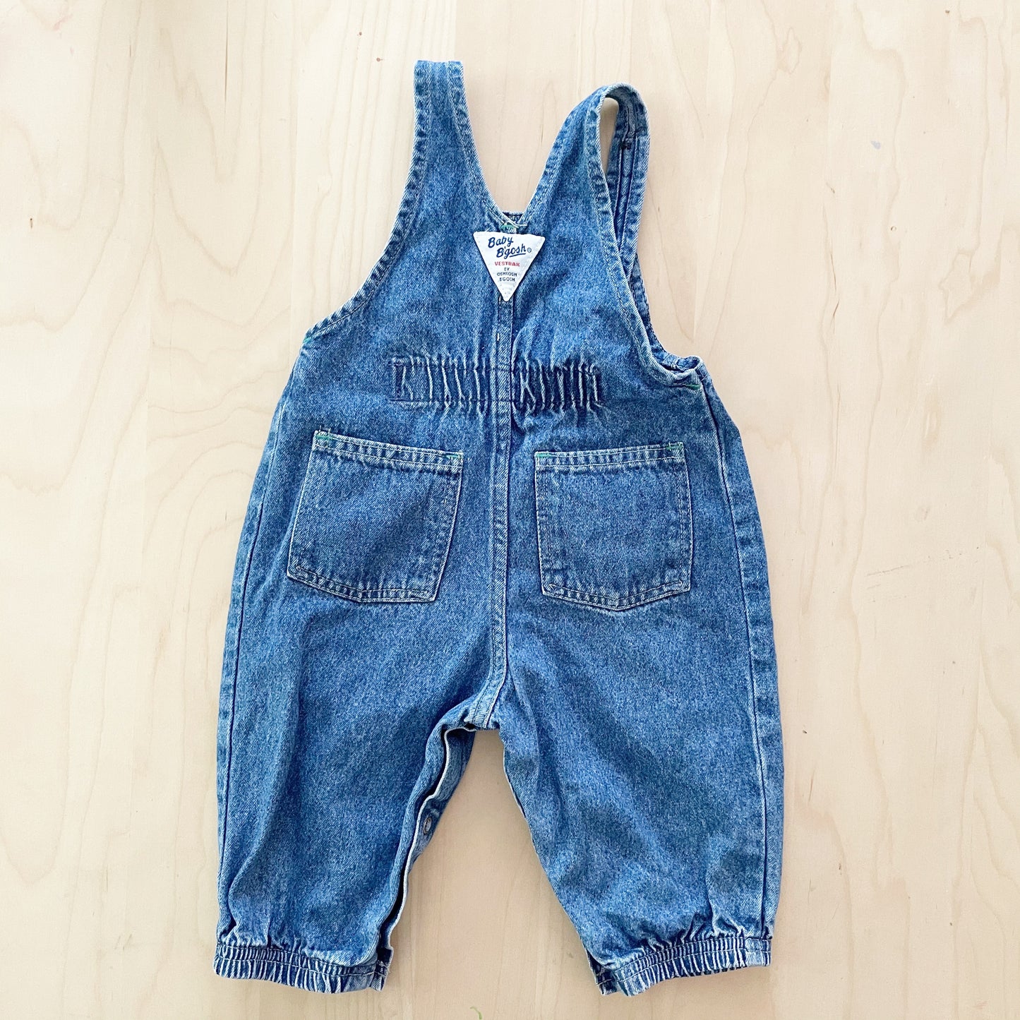 Baby B’gosh Medium Wash Denim Bubble Overalls - Yellow Clover Vintage Kids Clothes
