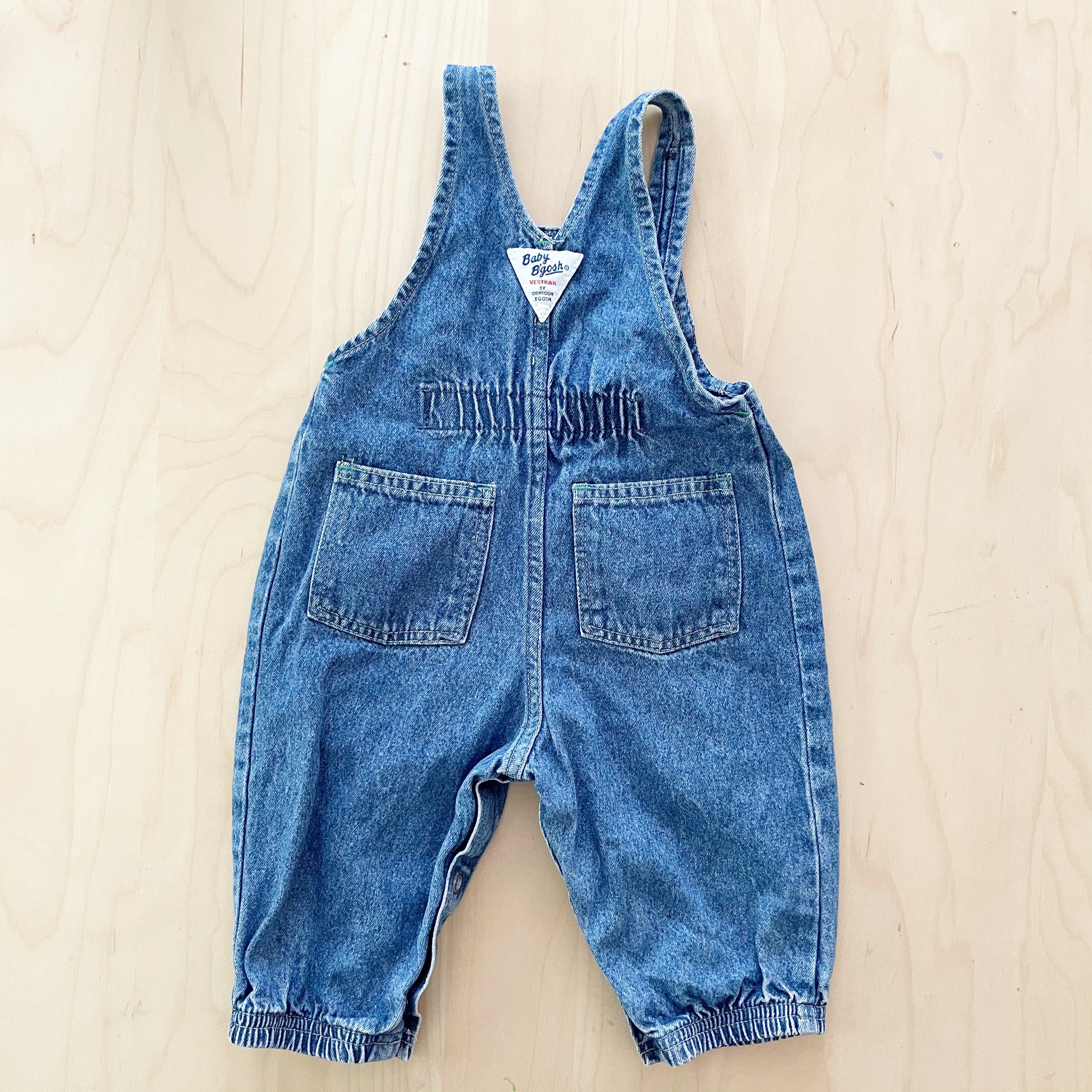 Baby B’gosh Medium Wash Denim Bubble Overalls - Yellow Clover Vintage Kids Clothes