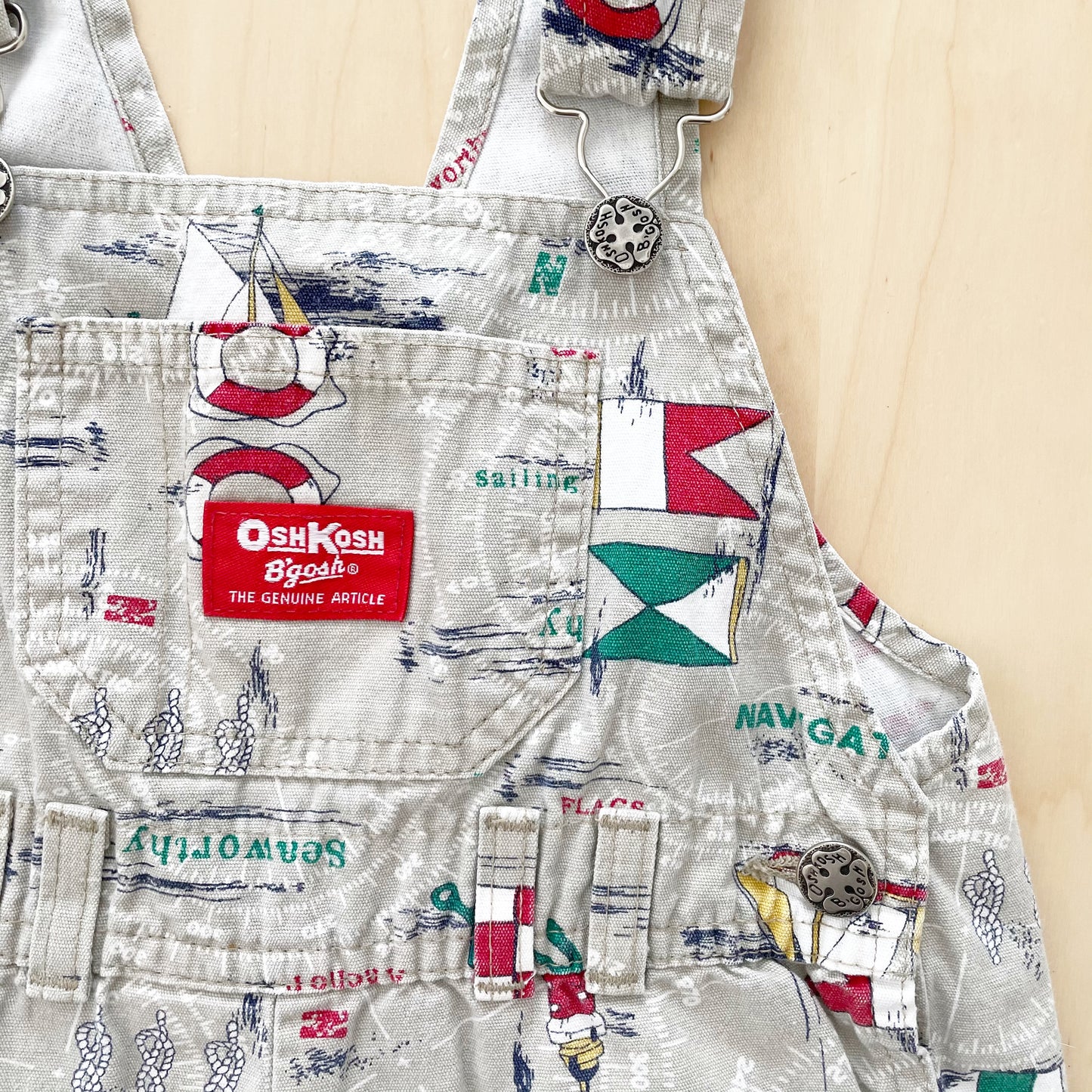 OshKosh Neutral Nautical Shortalls - Yellow Clover Vintage Kids Clothes