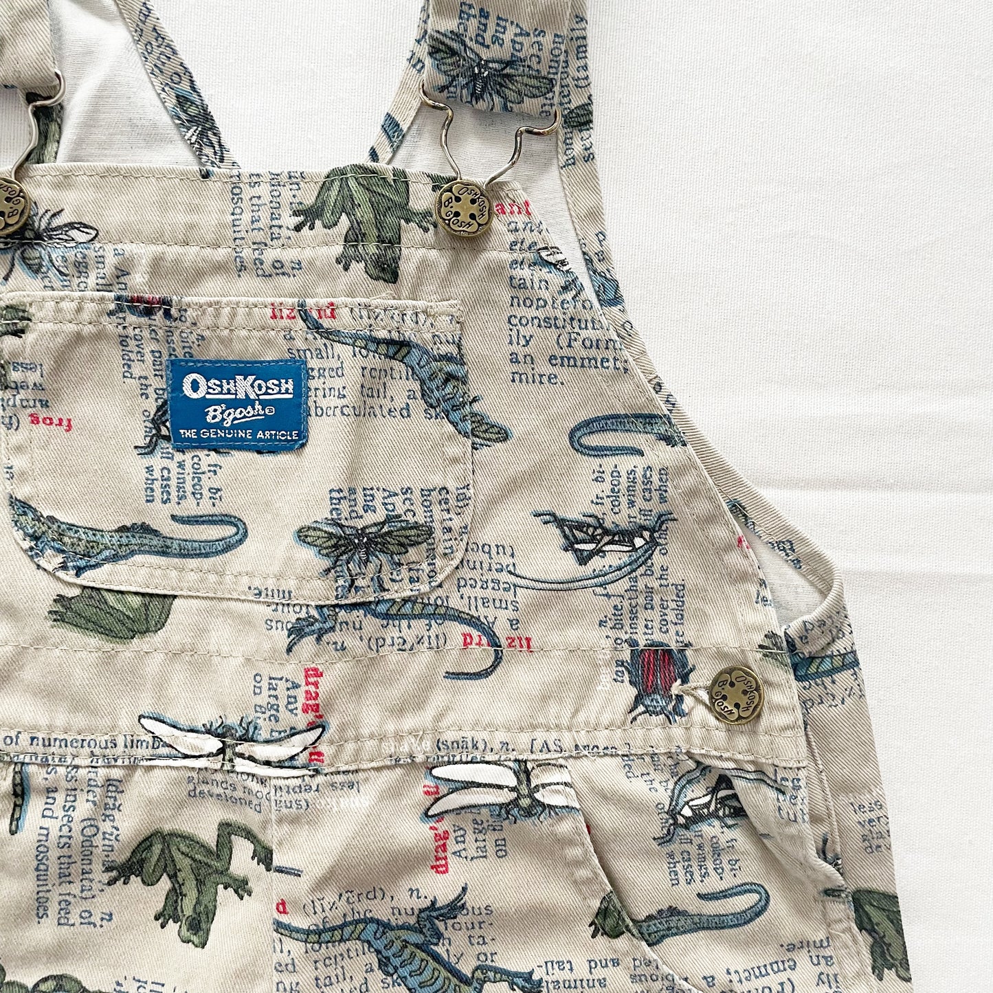 OshKosh Nature Print Shortalls - Yellow Clover Vintage Kids Clothes