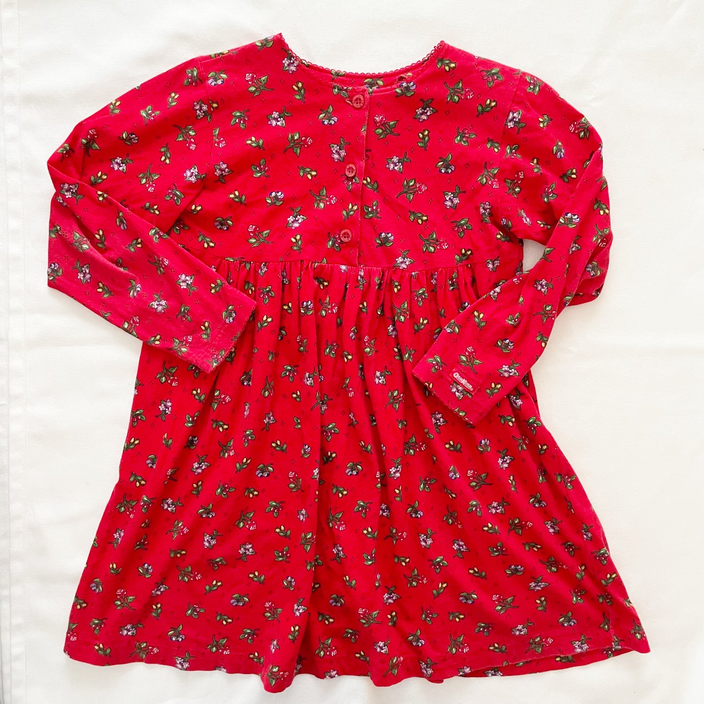 OshKosh Red Floral Print Jersey - Yellow Clover Vintage Kids Clothes