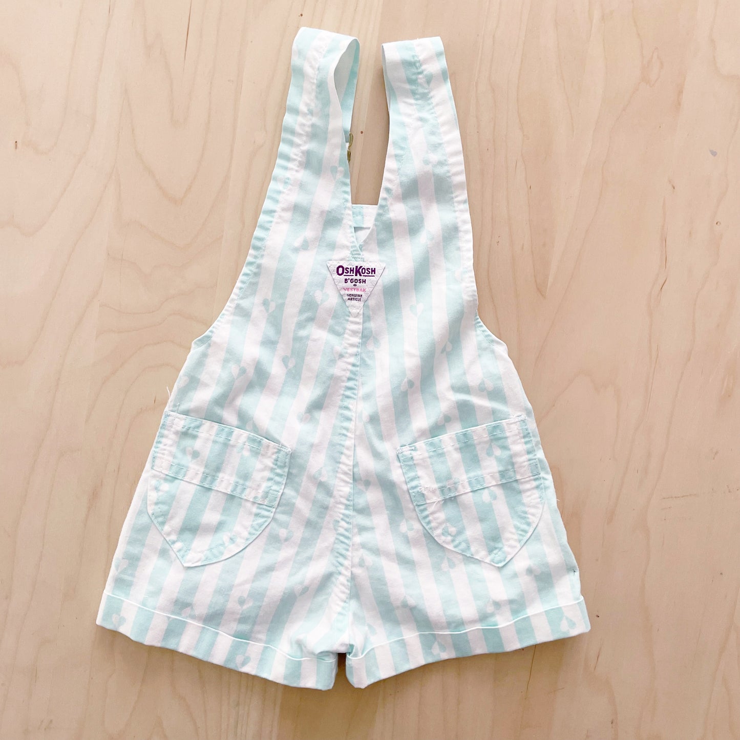 OshKosh Heart Striped Shortalls - Yellow Clover Vintage Kids Clothes