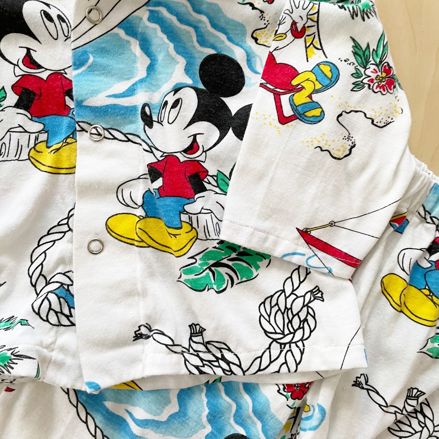 Vintage Mickey Tropical Pajamas Set - Yellow Clover Vintage Kids Clothes