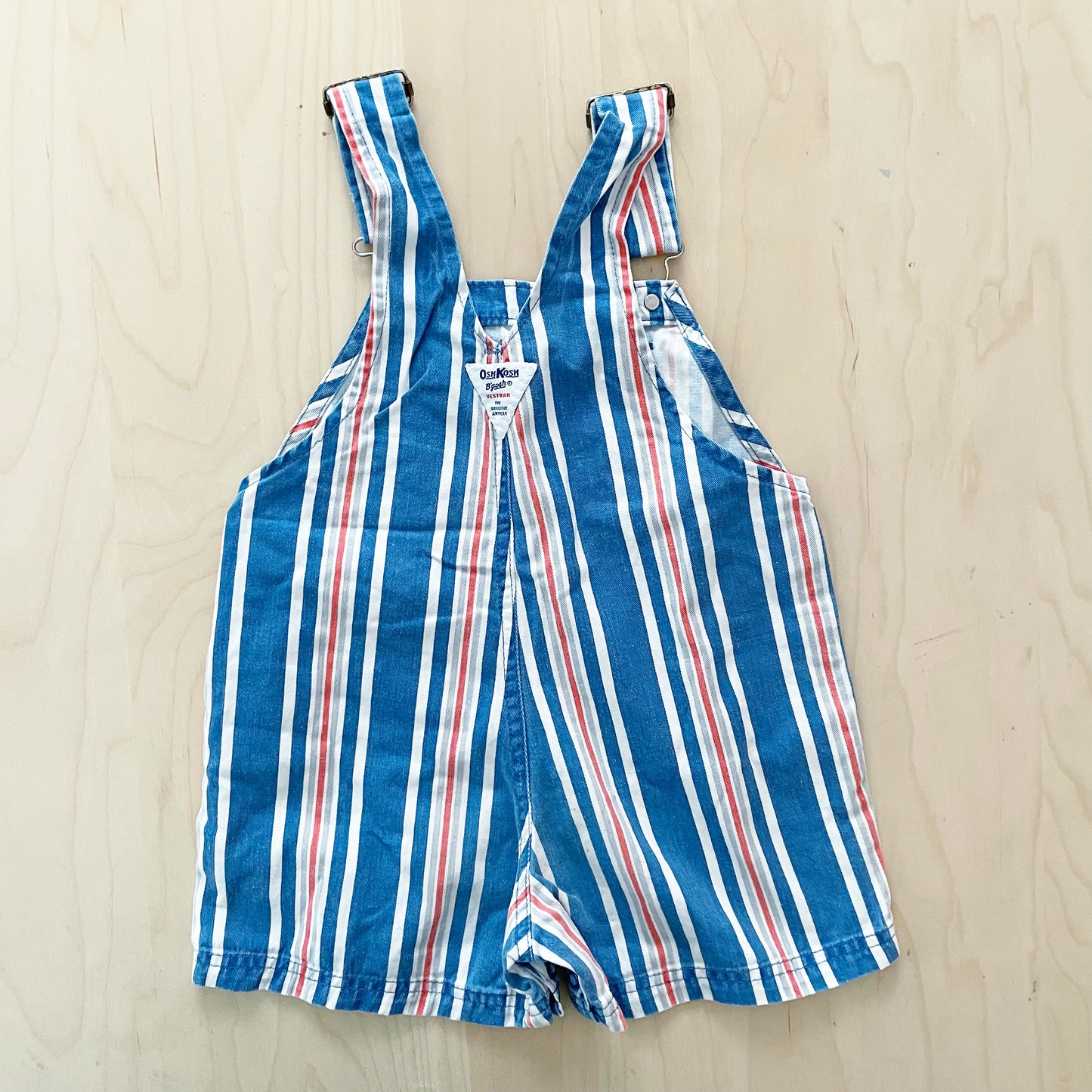 OshKosh Blue and Orange Stripe Shortalls - Yellow Clover Vintage Kids Clothes