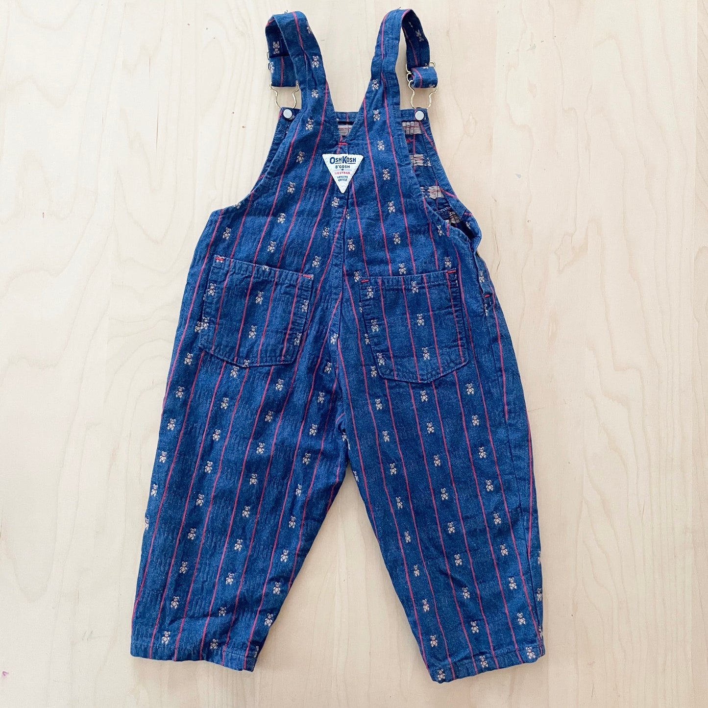 OshKosh Teddy Bear Woven Overalls - Yellow Clover Vintage Kids Clothes