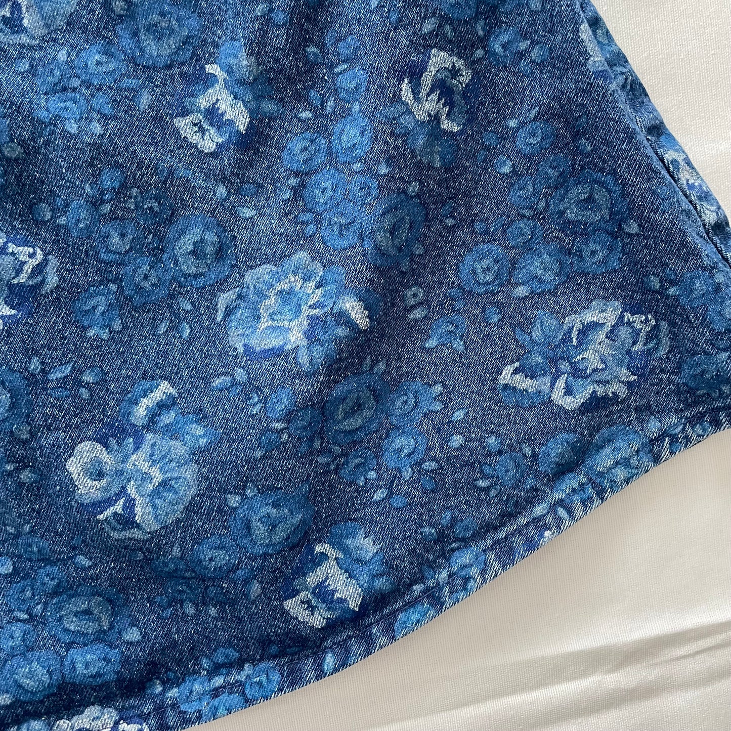 OshKosh Dark Denim Floral Printed Skirtall - Yellow Clover Vintage Kids Clothes
