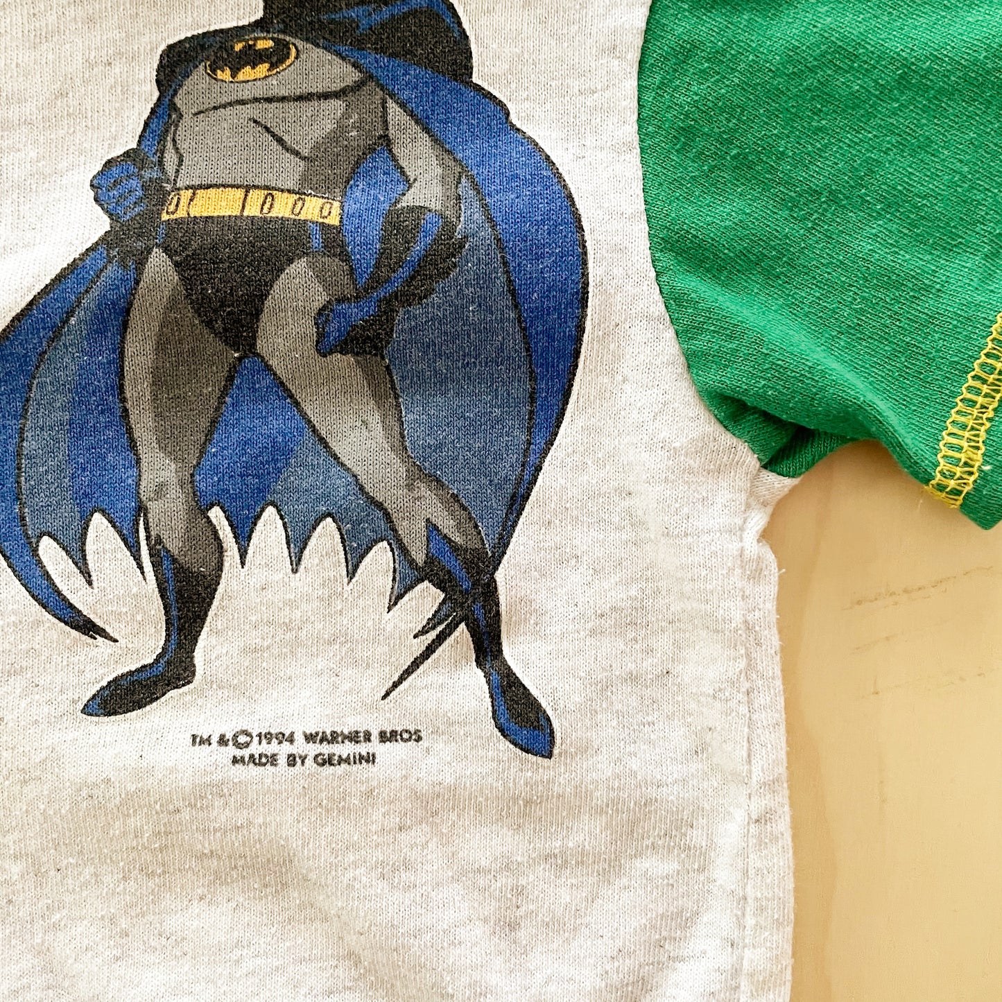 1994 Batman Colorblock Tee - Yellow Clover Vintage Kids Clothes