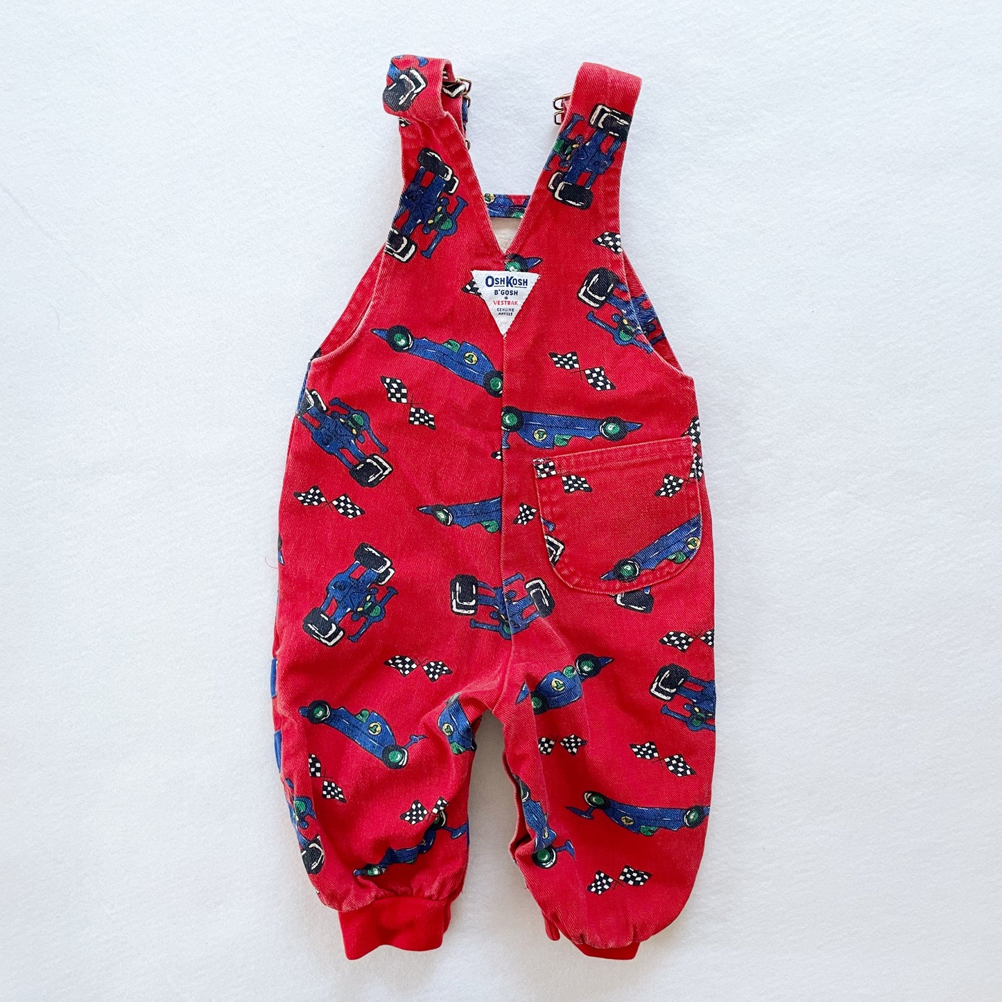 OshKosh Racecar Jogger Overalls - Yellow Clover Vintage Kids Clothes