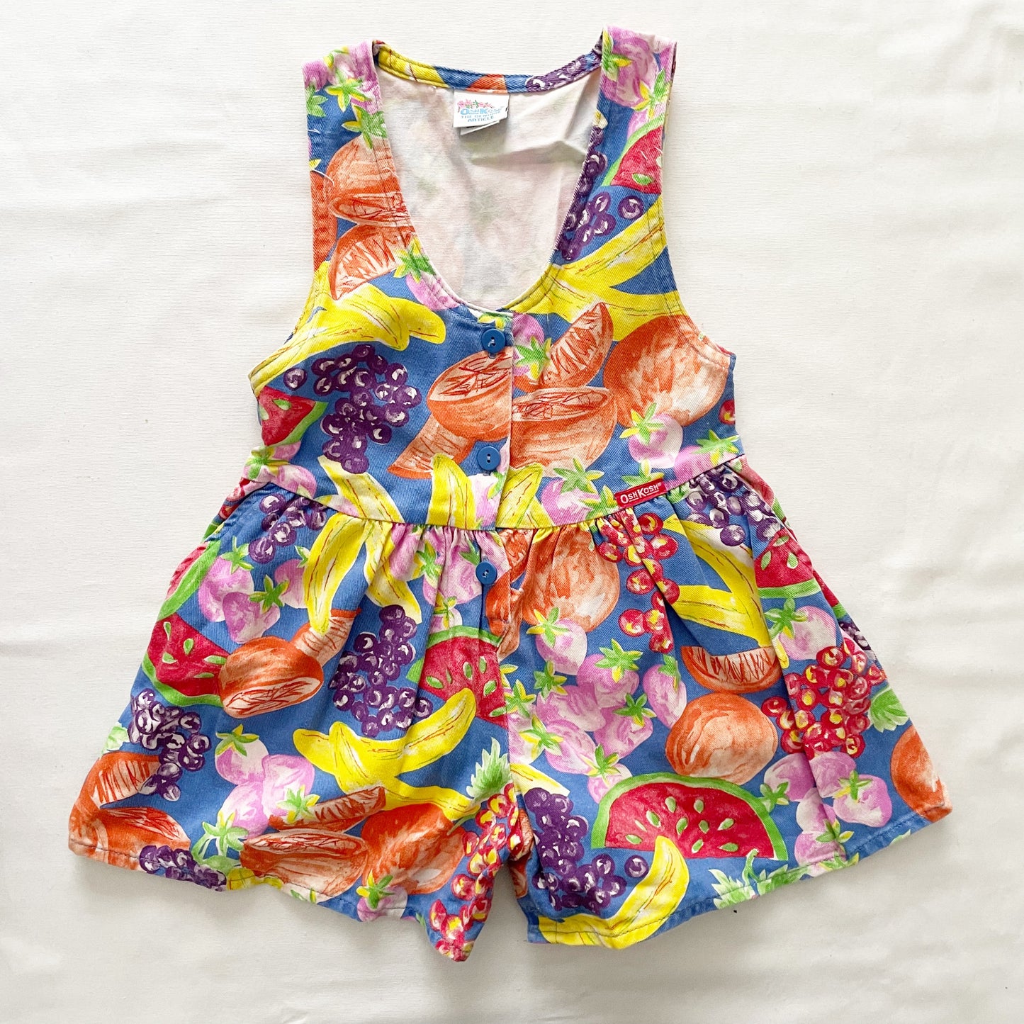 OshKosh Bright Fruit Print Romper - Yellow Clover Vintage Kids Clothes