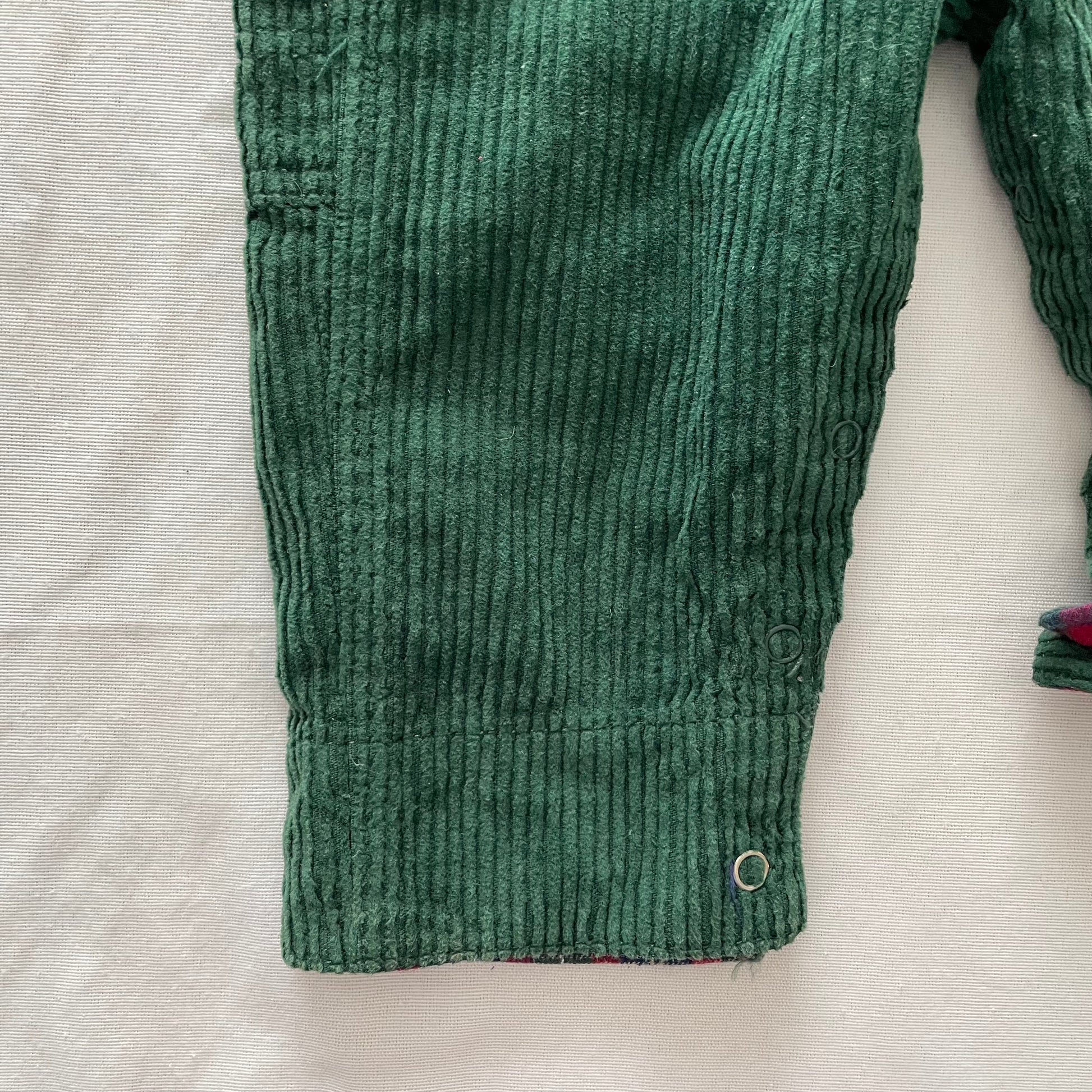 OshKosh Chunky Cord Overalls with Plaid Accents - Yellow Clover Vintage Kids Clothes