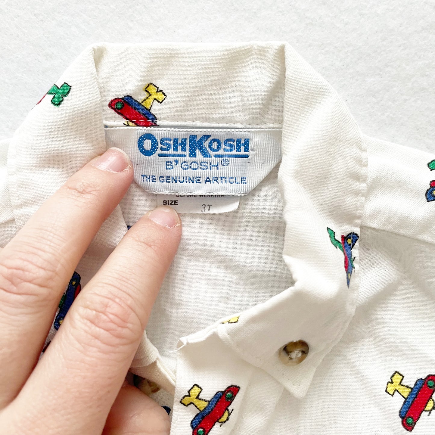 OshKosh Airplane Button Down Shirt - Yellow Clover Vintage Kids Clothes