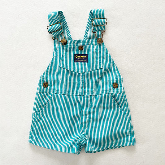 OshKosh Vintage OshKosh Turquoise Hickory Stripe Kids Shortalls Hickory Stripe Shortalls - Yellow Clover Vintage Kids Clothes