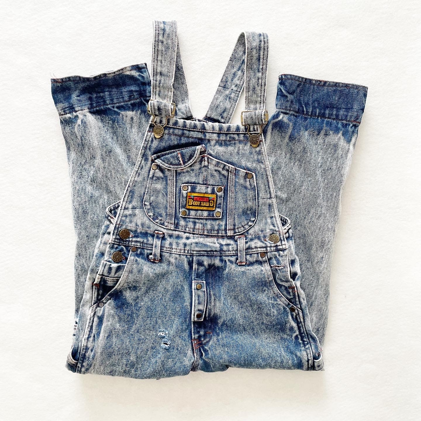 Body Gear Acid Wash Overalls - Yellow Clover Vintage Kids Clothes