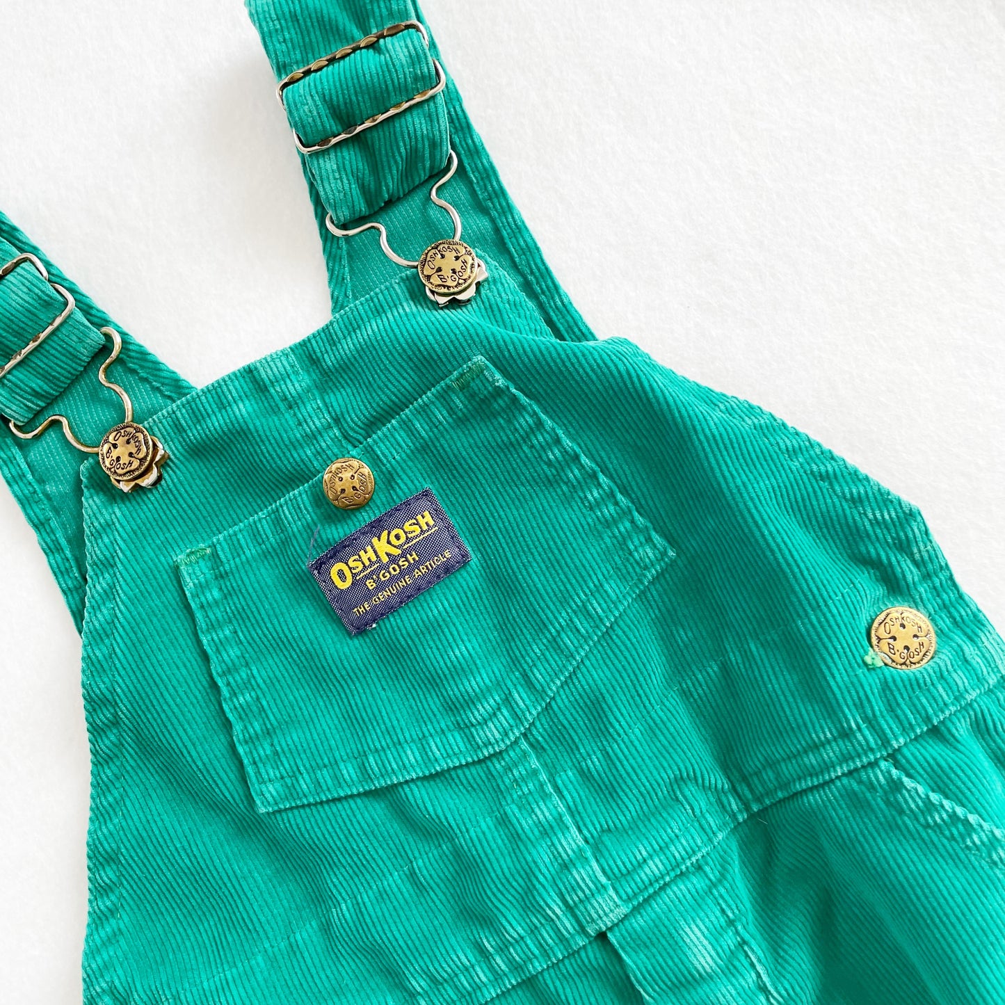 OshKosh Emerald Green Cord Overalls - Yellow Clover Vintage Kids Clothes