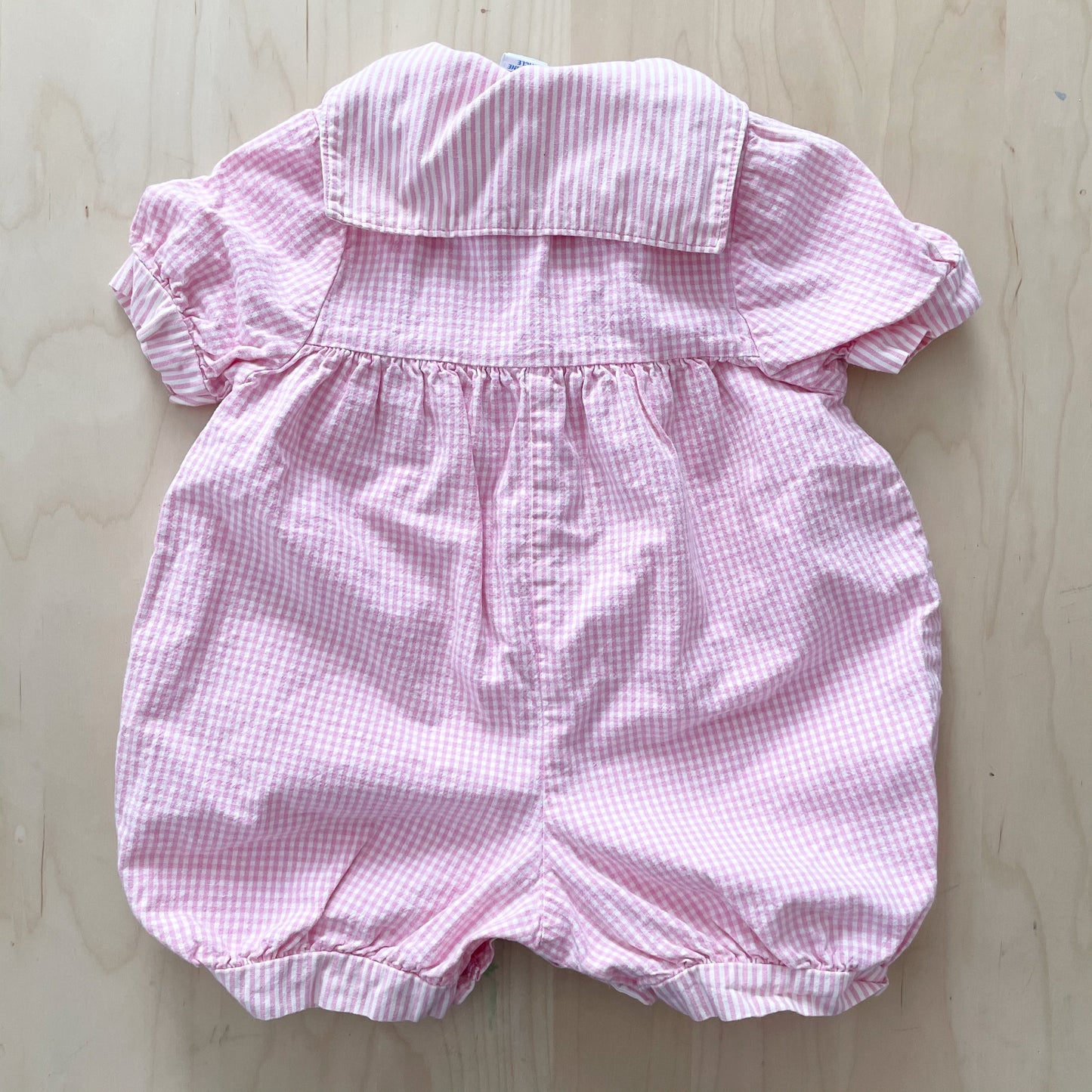 OshKosh Gingham Stripe Bubble Romper - Yellow Clover Vintage Kids Clothes