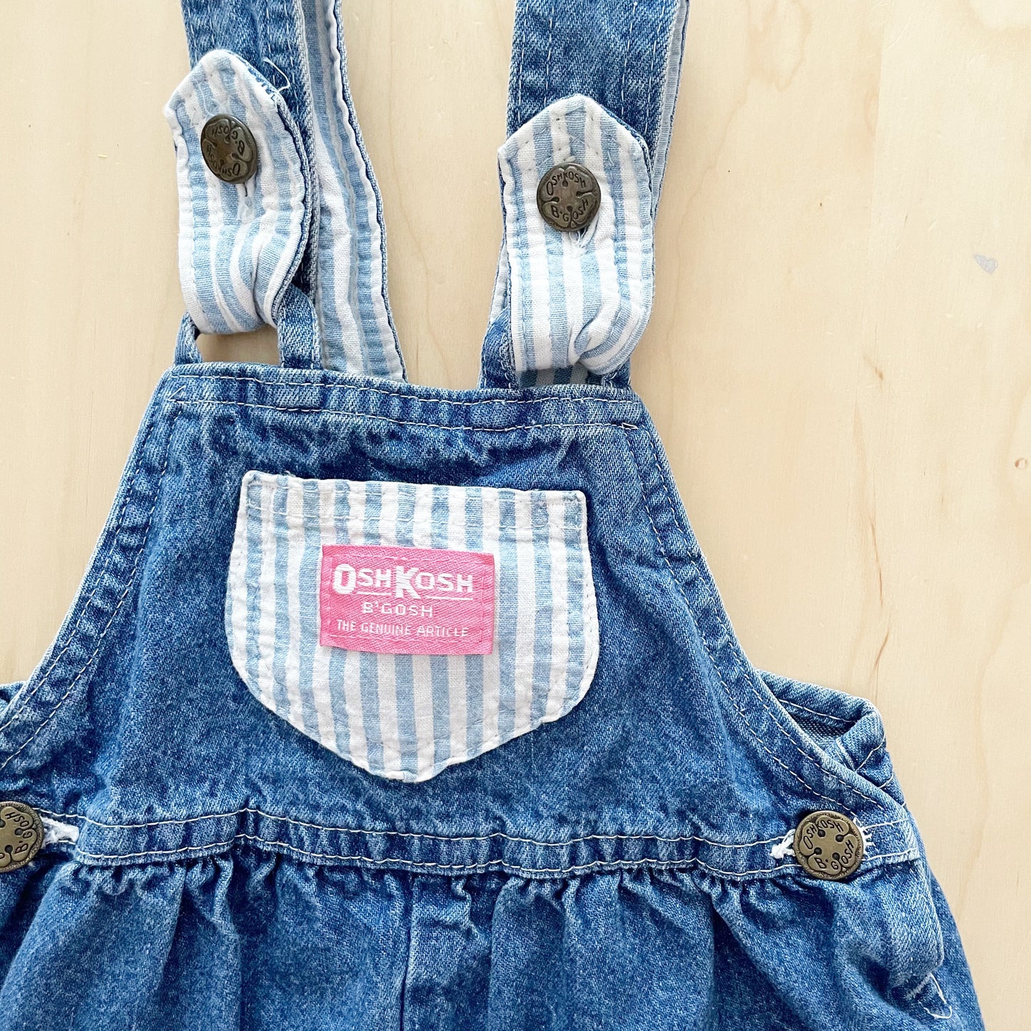 OshKosh Striped Accent Bubble Overalls - Yellow Clover Vintage Kids Clothes