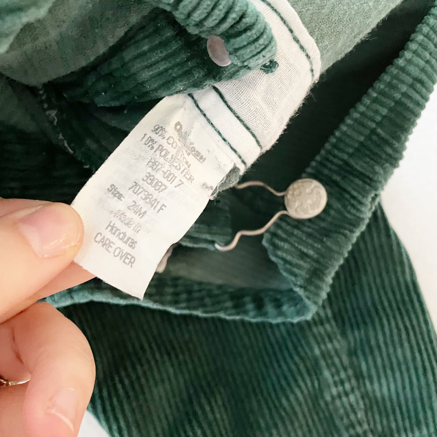 Baby B’gosh Forest Green Cord Overalls - Yellow Clover Vintage Kids Clothes