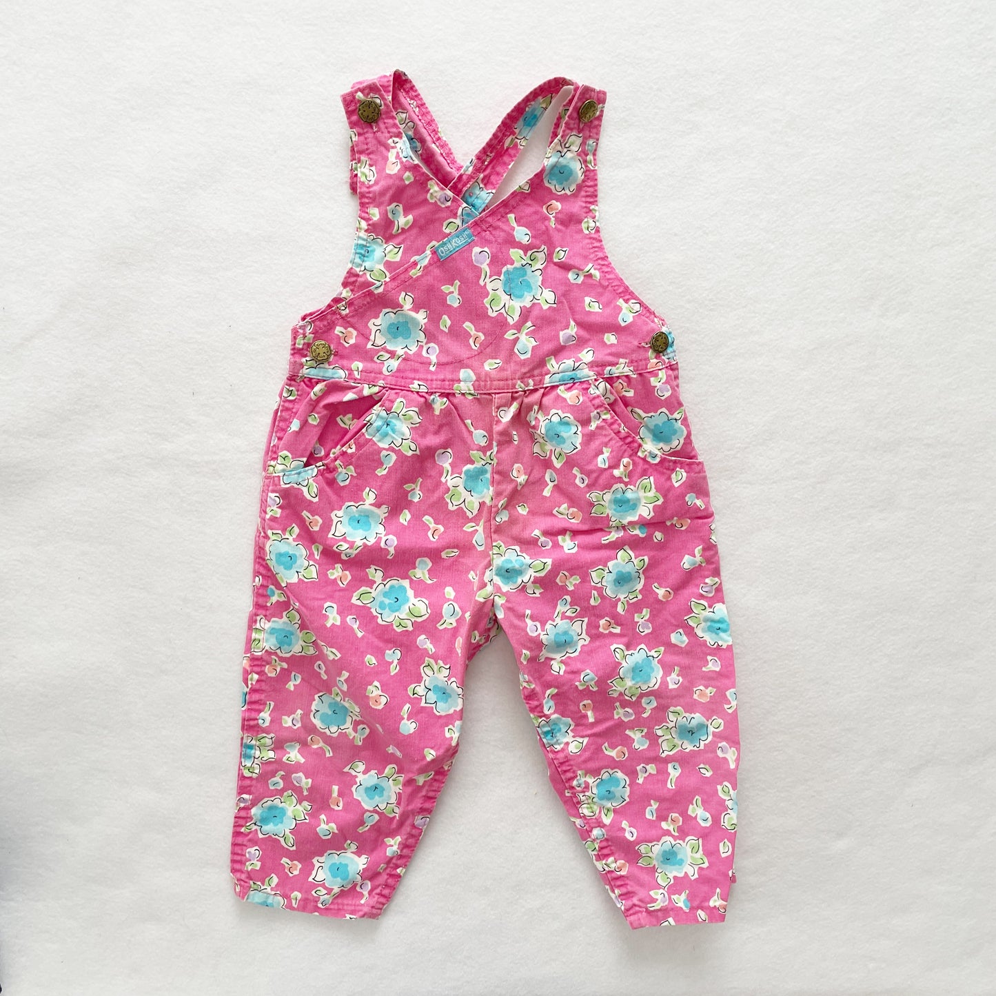 OshKosh Pink Floral Overalls - Yellow Clover Vintage Kids Clothes