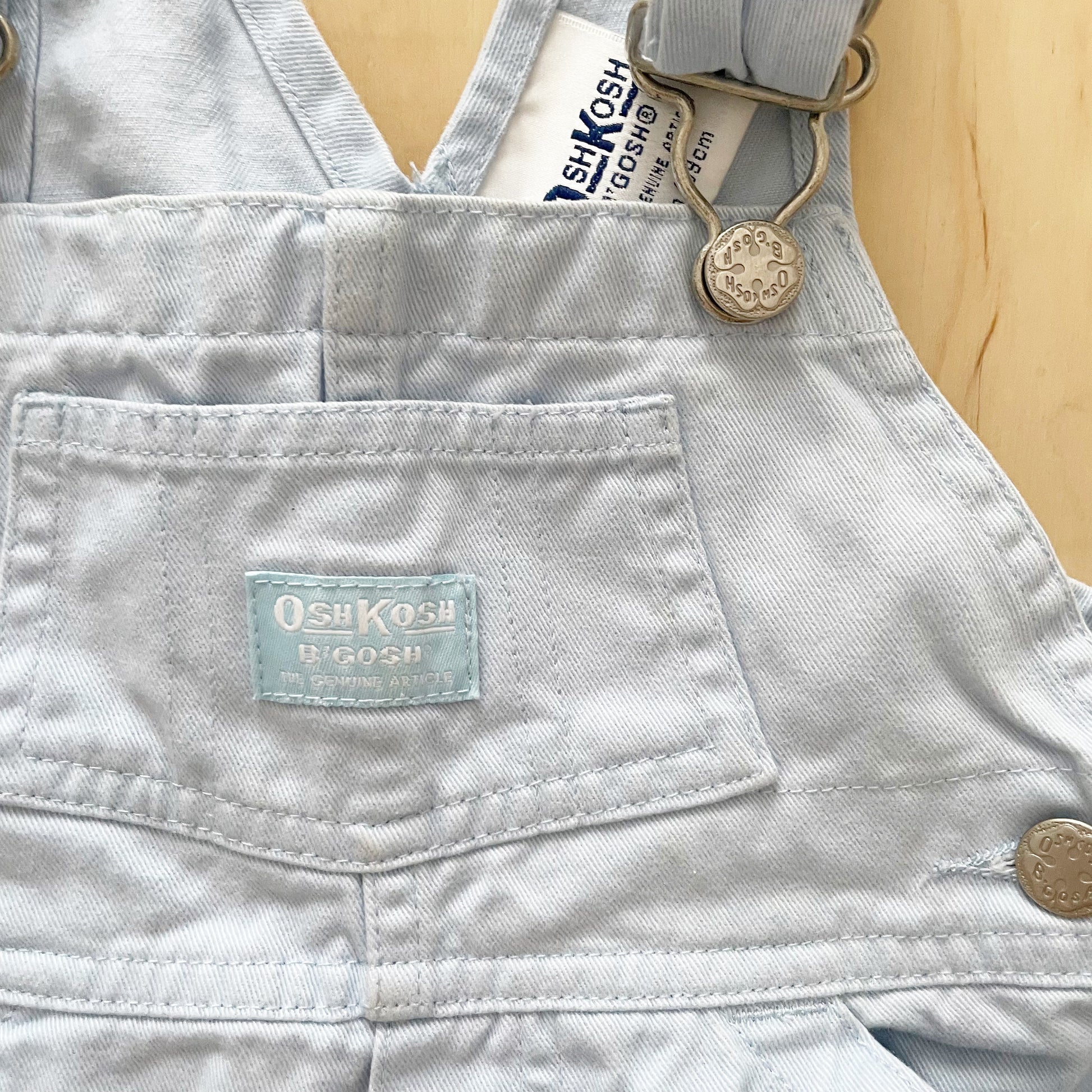 OshKosh Light Blue Stripe Accent Overalls - Yellow Clover Vintage Kids Clothes