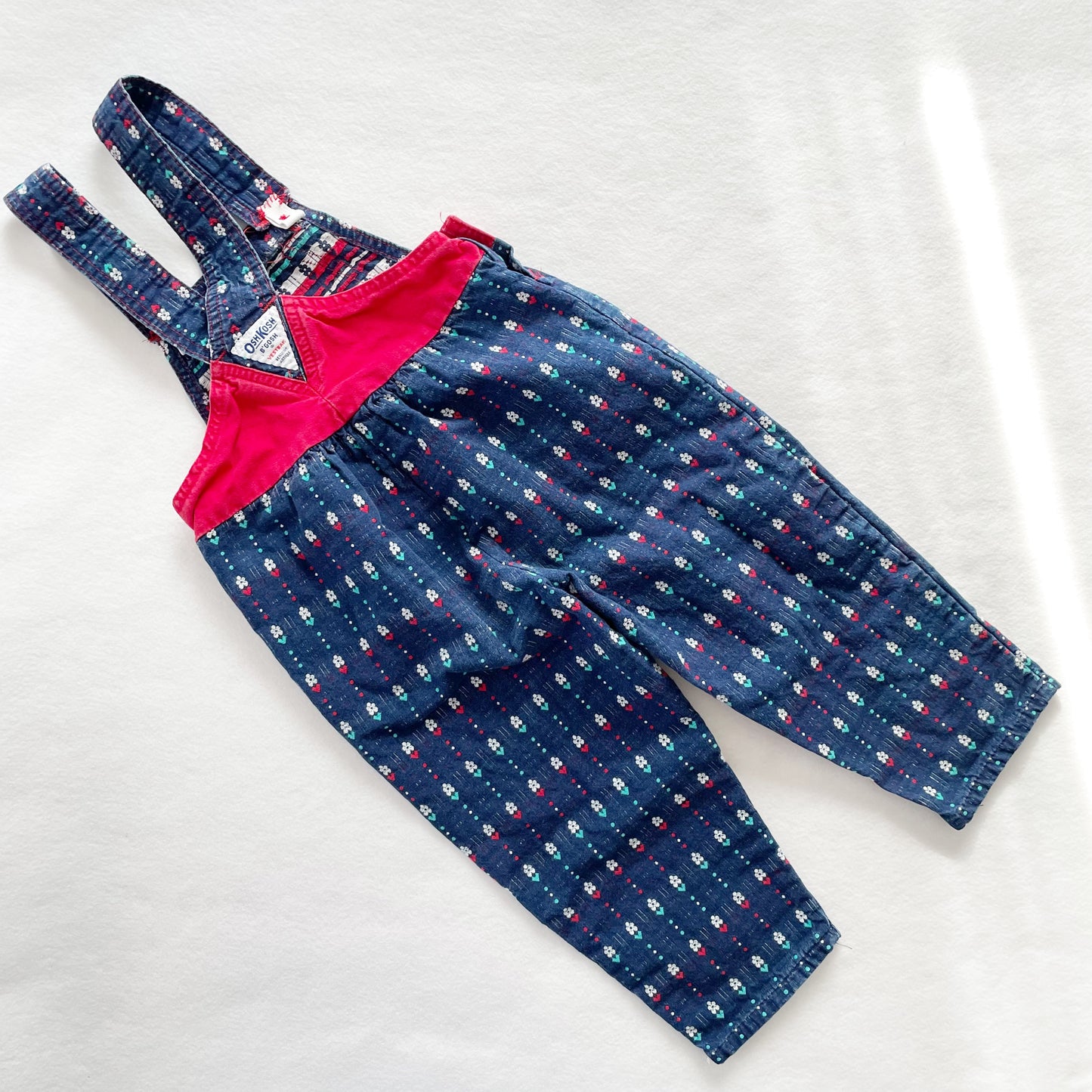 OshKosh Bow Front Flower Woven Overalls - Yellow Clover Vintage Kids Clothes