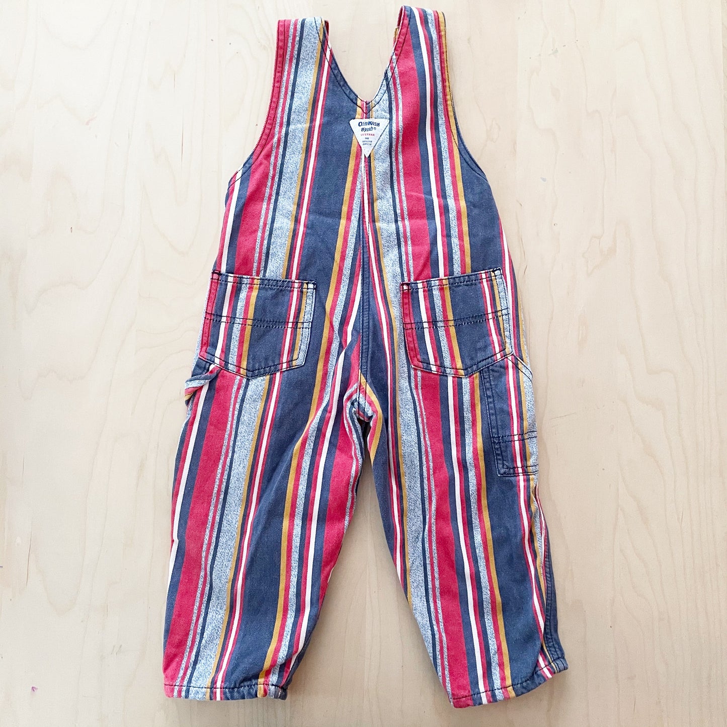 OshKosh Striped Lined Overalls - Yellow Clover Vintage Kids Clothes