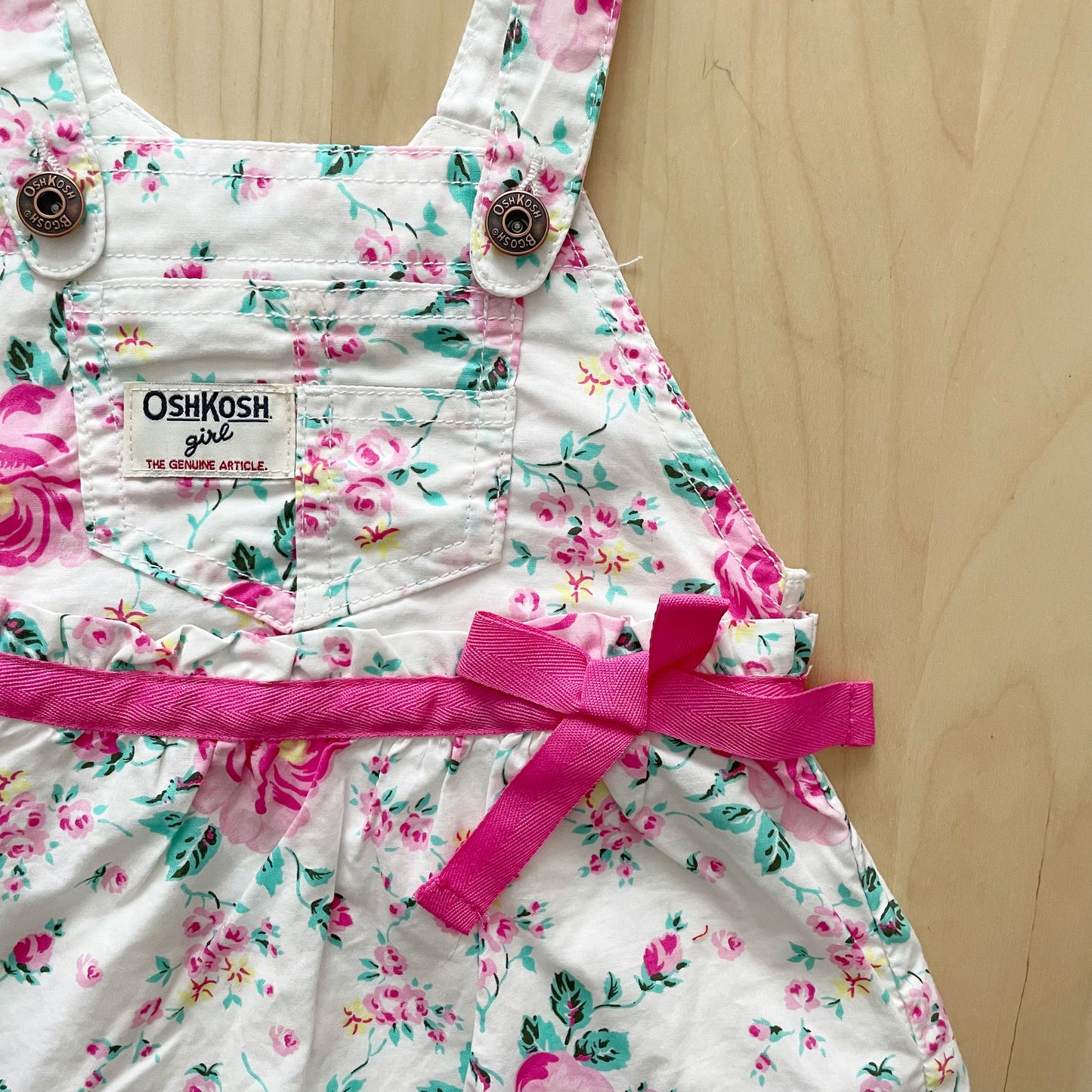 OshKosh Rose Floral Eyelet Trim Skirtall - Yellow Clover Vintage Kids Clothes