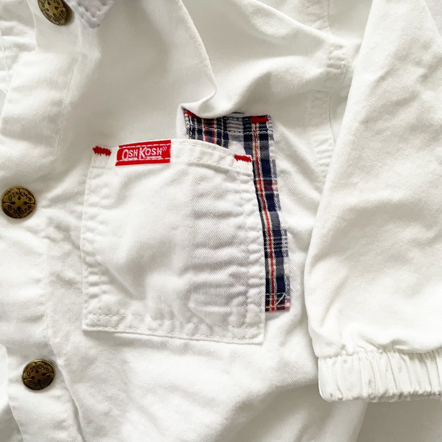 OshKosh White Jacket with Plaid Accents
