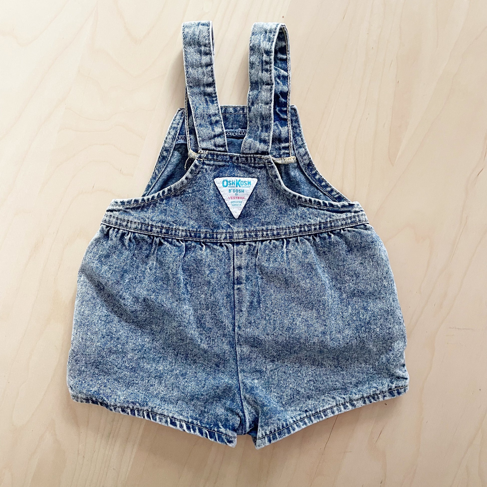 Vintage OshKosh Acid Wash Shortall - Yellow Clover Vintage Kids Clothes