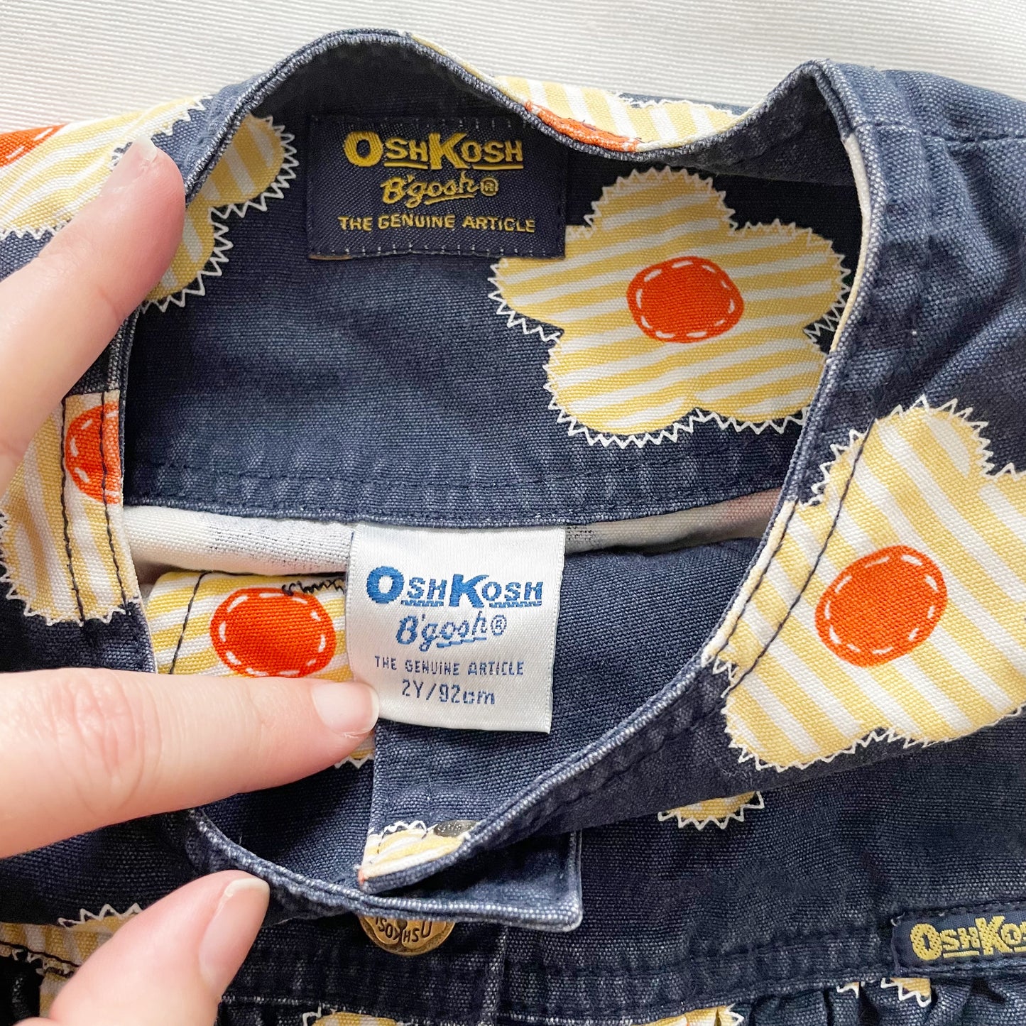 OshKosh Yellow Flower Print Button Front Dress - Yellow Clover Vintage Kids Clothes