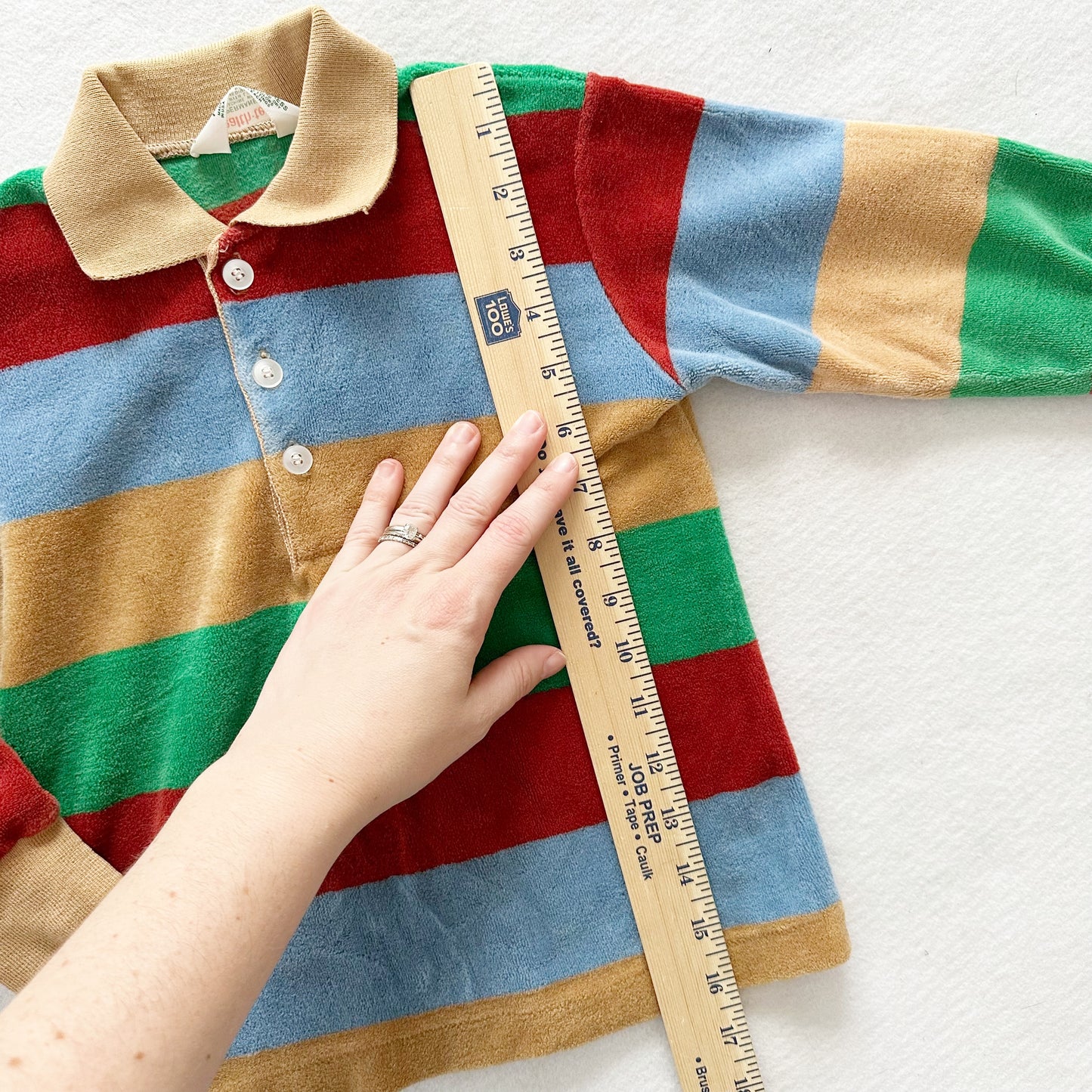 Healthtex Striped Velour Polo Top - Yellow Clover Vintage Kids Clothes