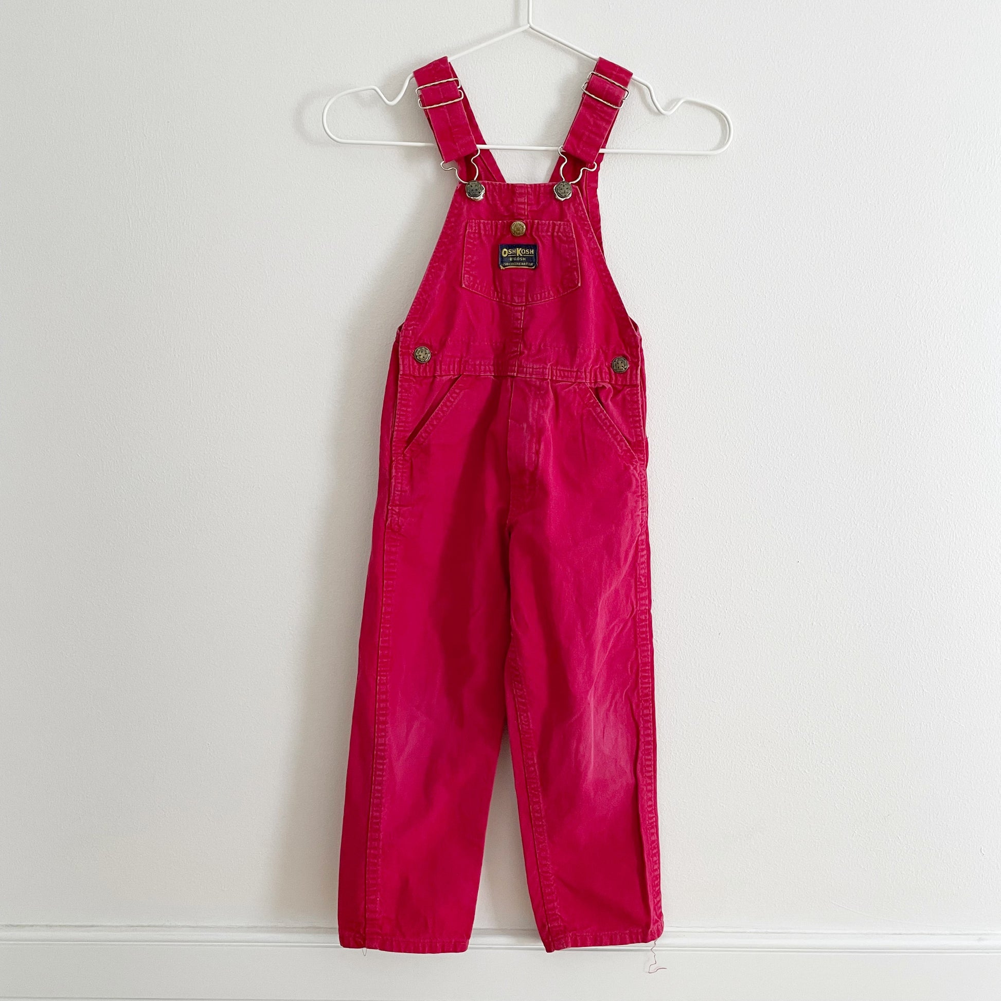 OshKosh Red Twill Overalls - Yellow Clover Vintage Kids Clothes