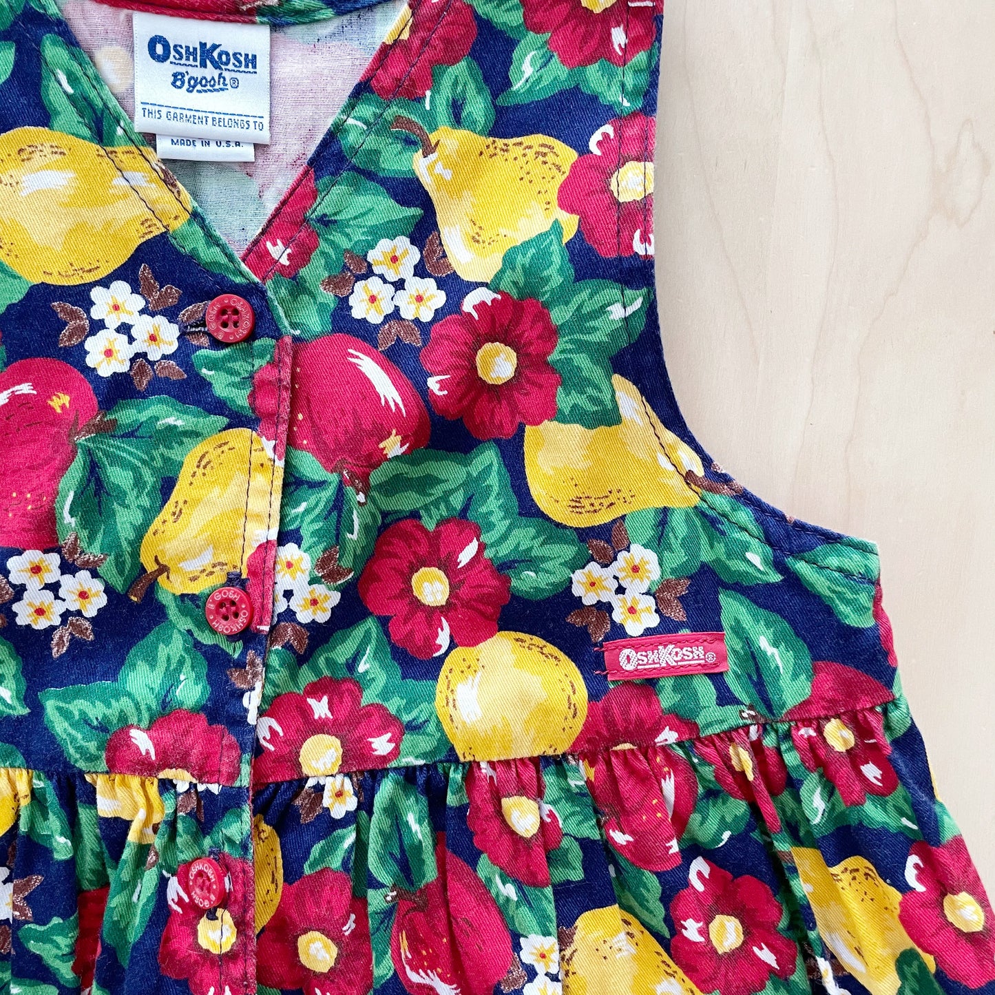 OshKosh Floral Fruit Dress - Yellow Clover Vintage Kids Clothes